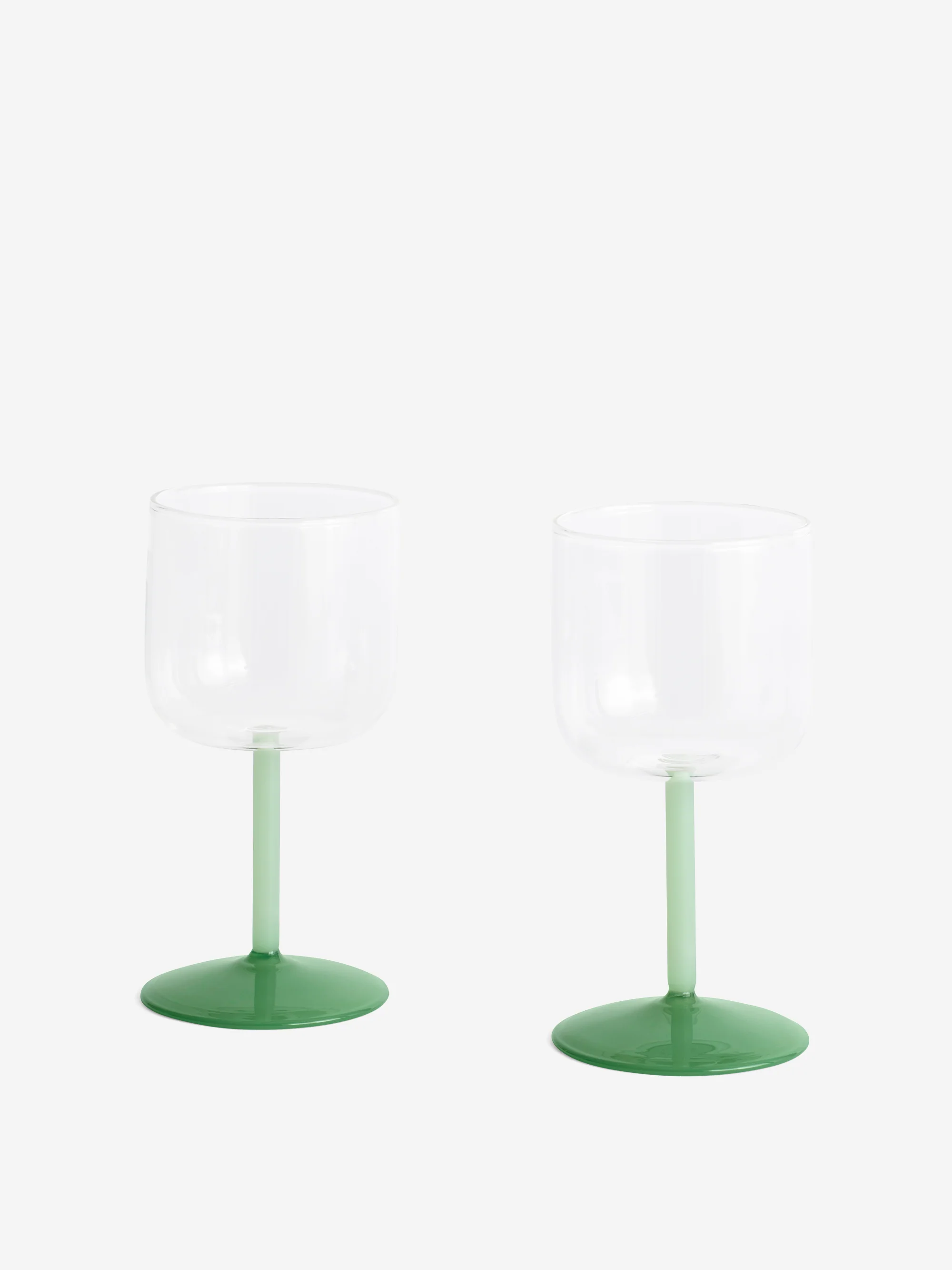HAY Tint Wine Glass Set of 2 - Clear, Jade Light Green and Jade Dark Green