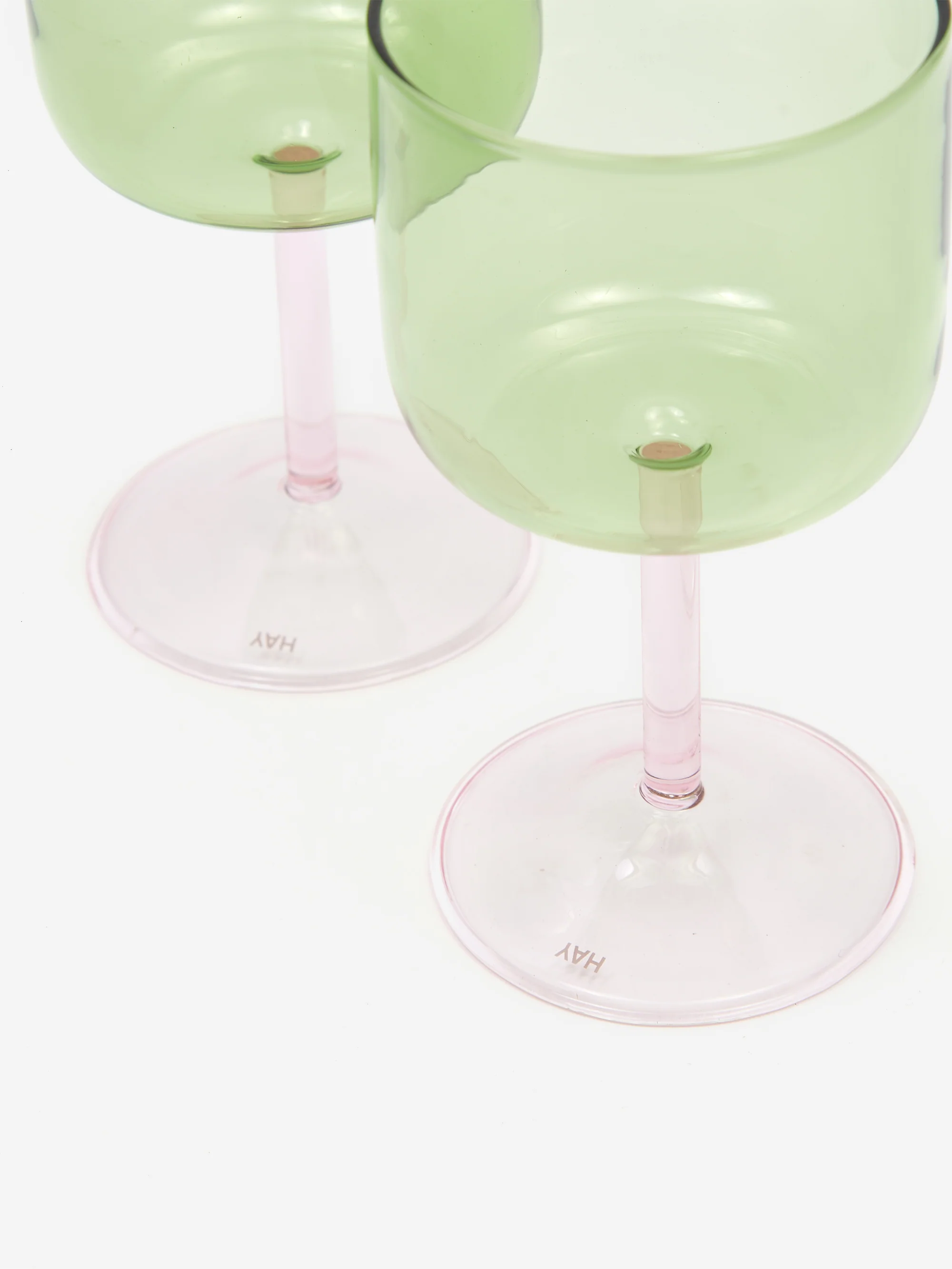 HAY Tint Wine Glass Set of 2 - Green and Pink - Image 2