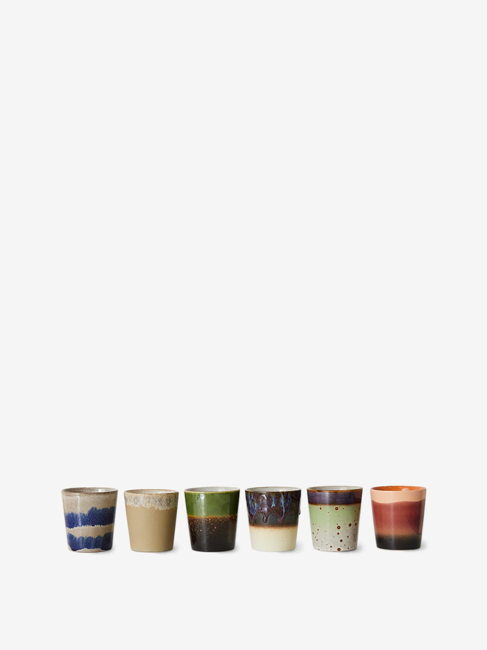 HKLiving 70s Ceramics: Coffee Mugs (set of 6) - Grounding - Image 2