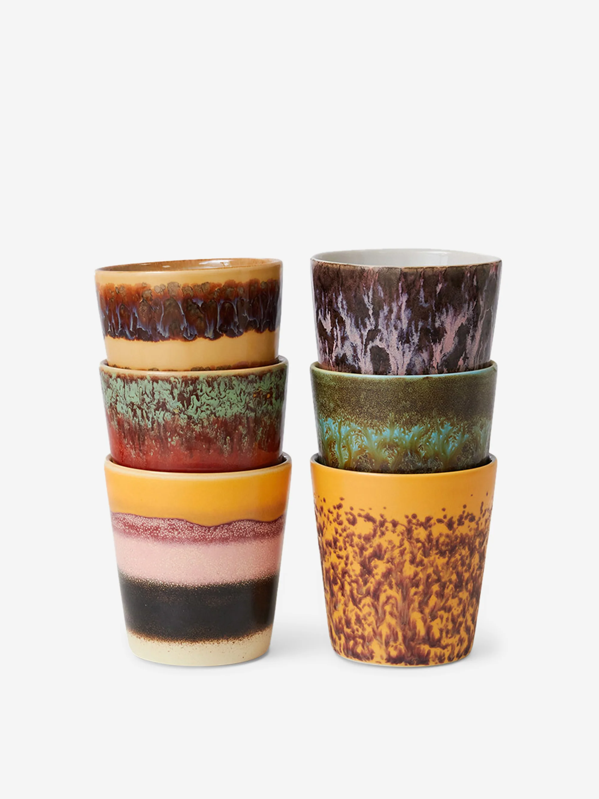 HKLiving 70s Ceramics Coffee Mugs - Valley (Set of 6)