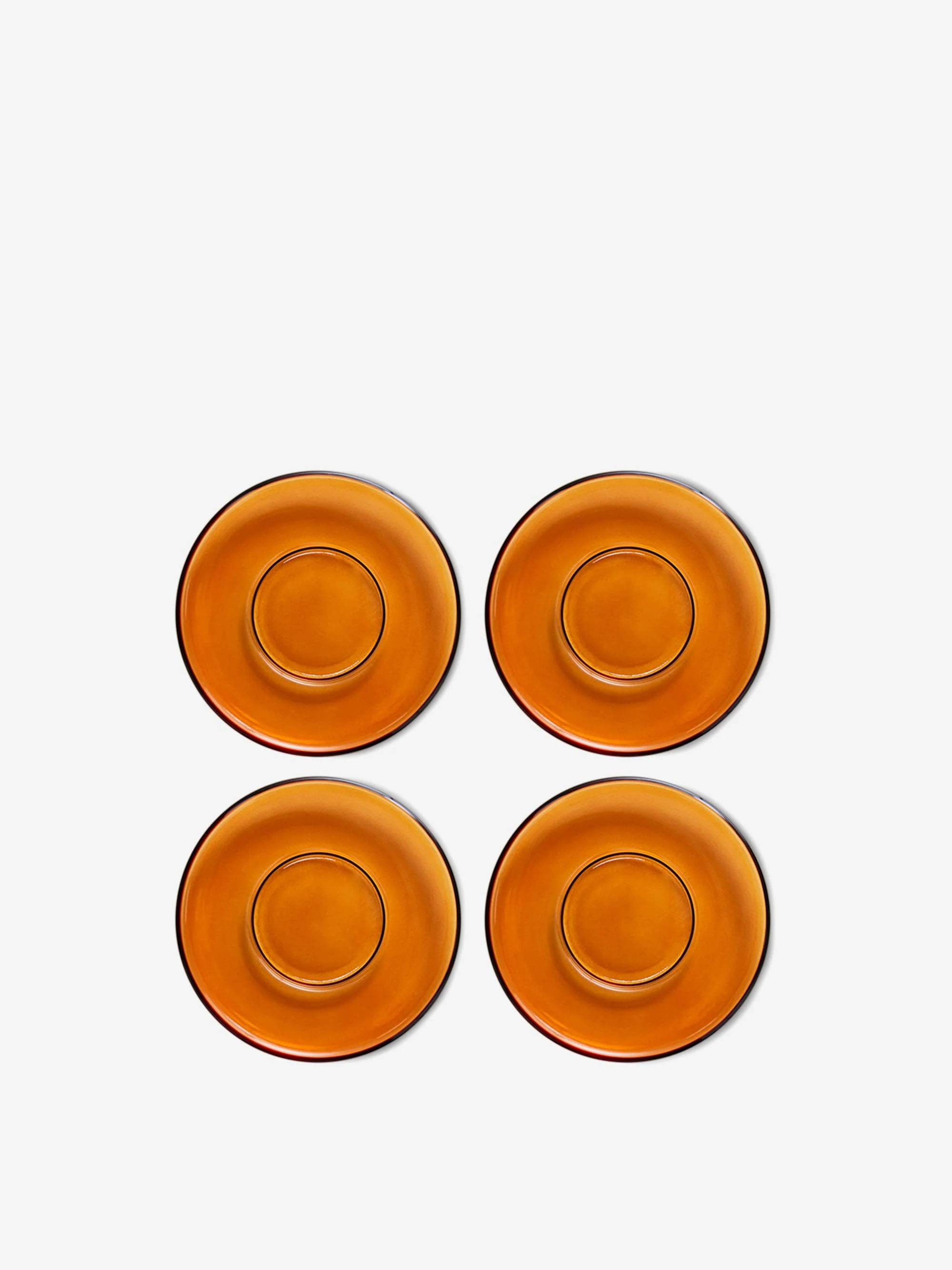 HKLiving 70s glassware: Saucers (set of 4) - Amber Brown