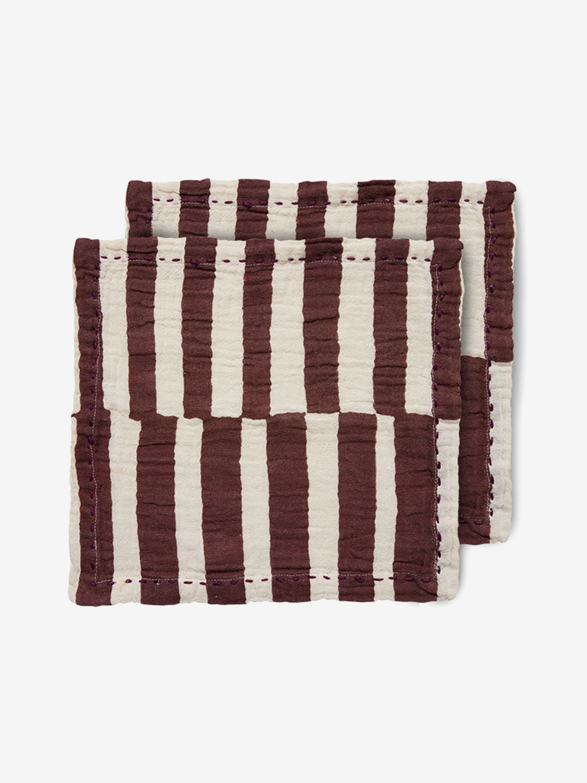 HKLiving Cotton Napkins Striped - Burgundy (Set of 2)