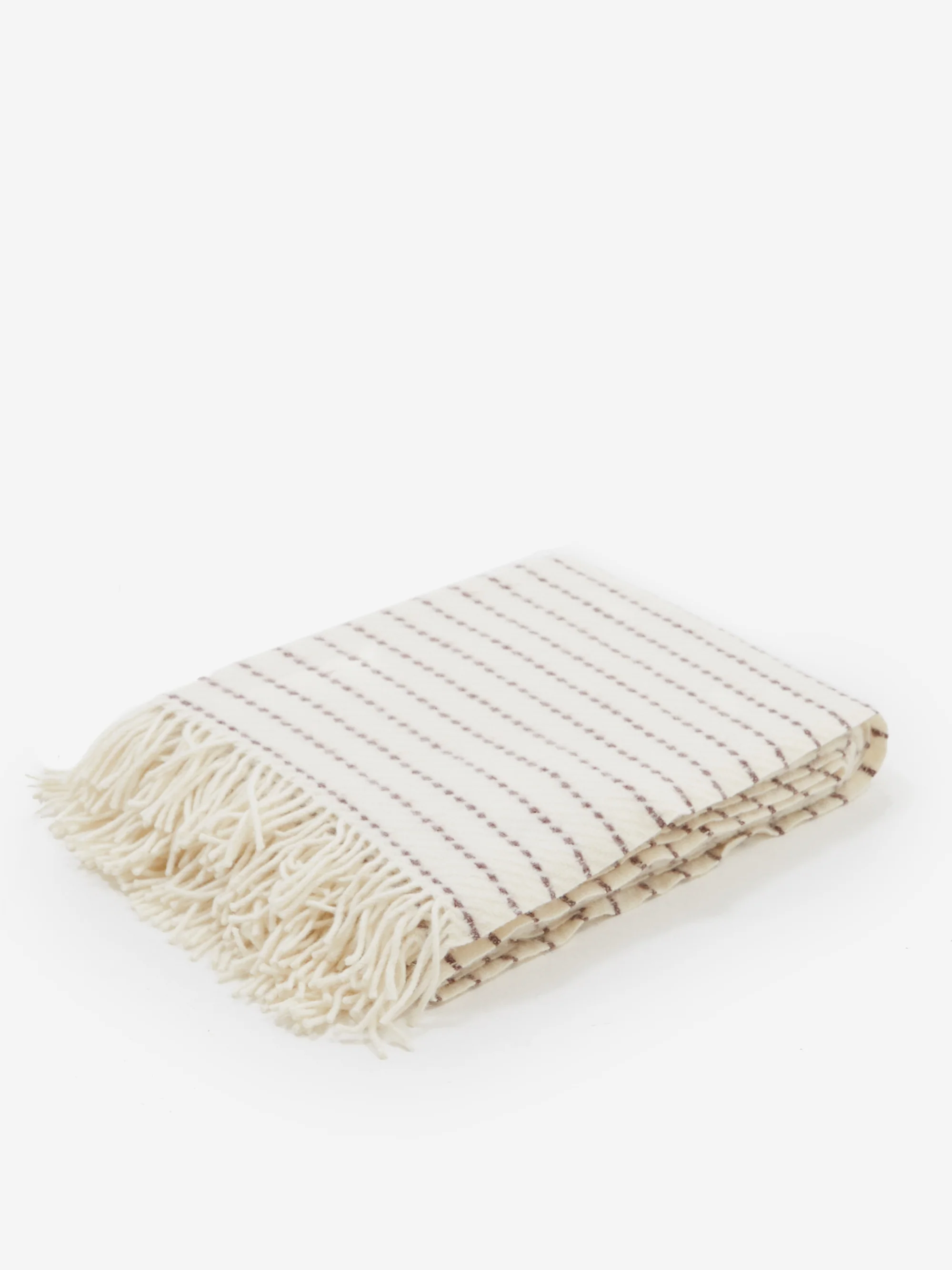 Klippan Craft Striped Lambswool Blanket - White/Cork