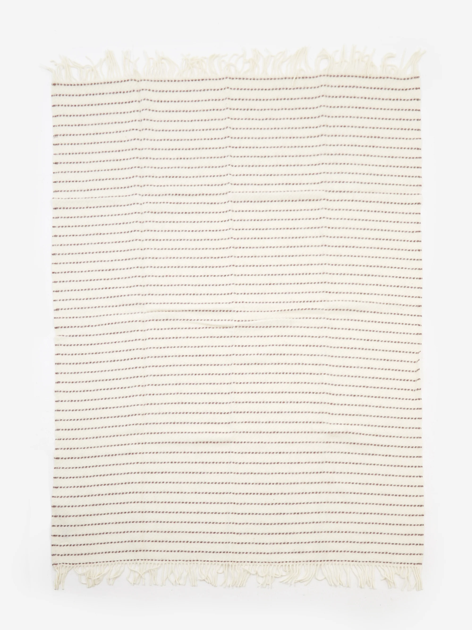 Klippan Craft Striped Lambswool Blanket - White/Cork - Image 2