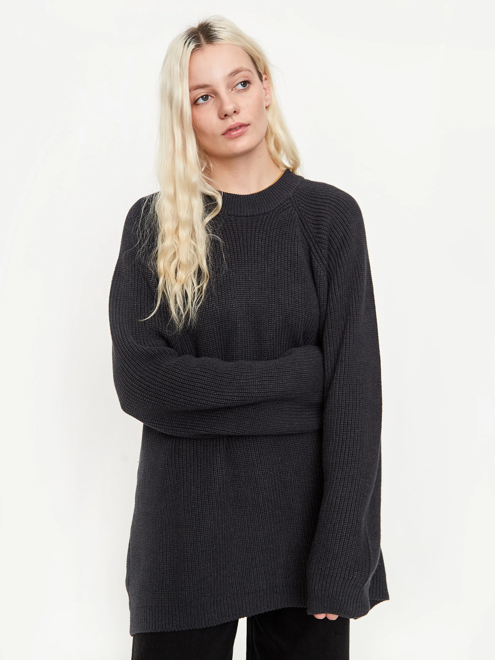 Kowtow Fisherman Crew Knit Jumper - Charcoal Marl - Image 2
