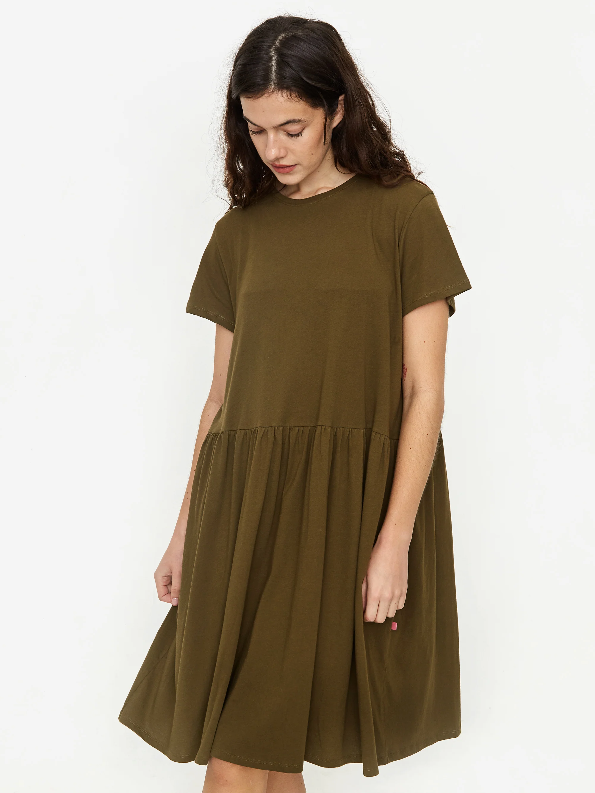 Kowtow Gather T-Shirt Dress - Khaki