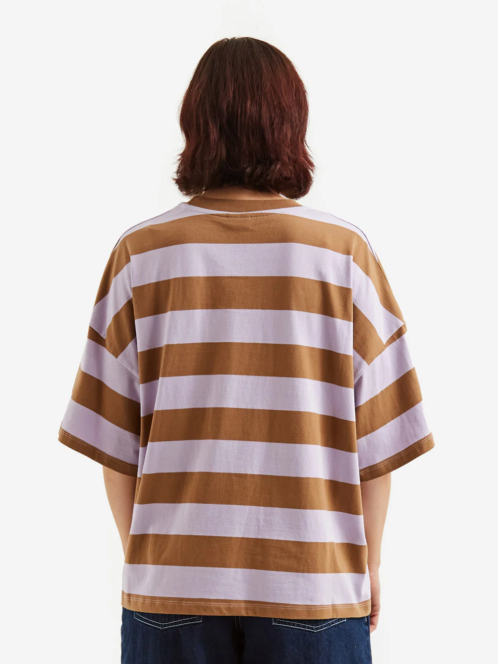 Kowtow Oversized Boxy Tee - Lilac Earth Stripe - Image 3