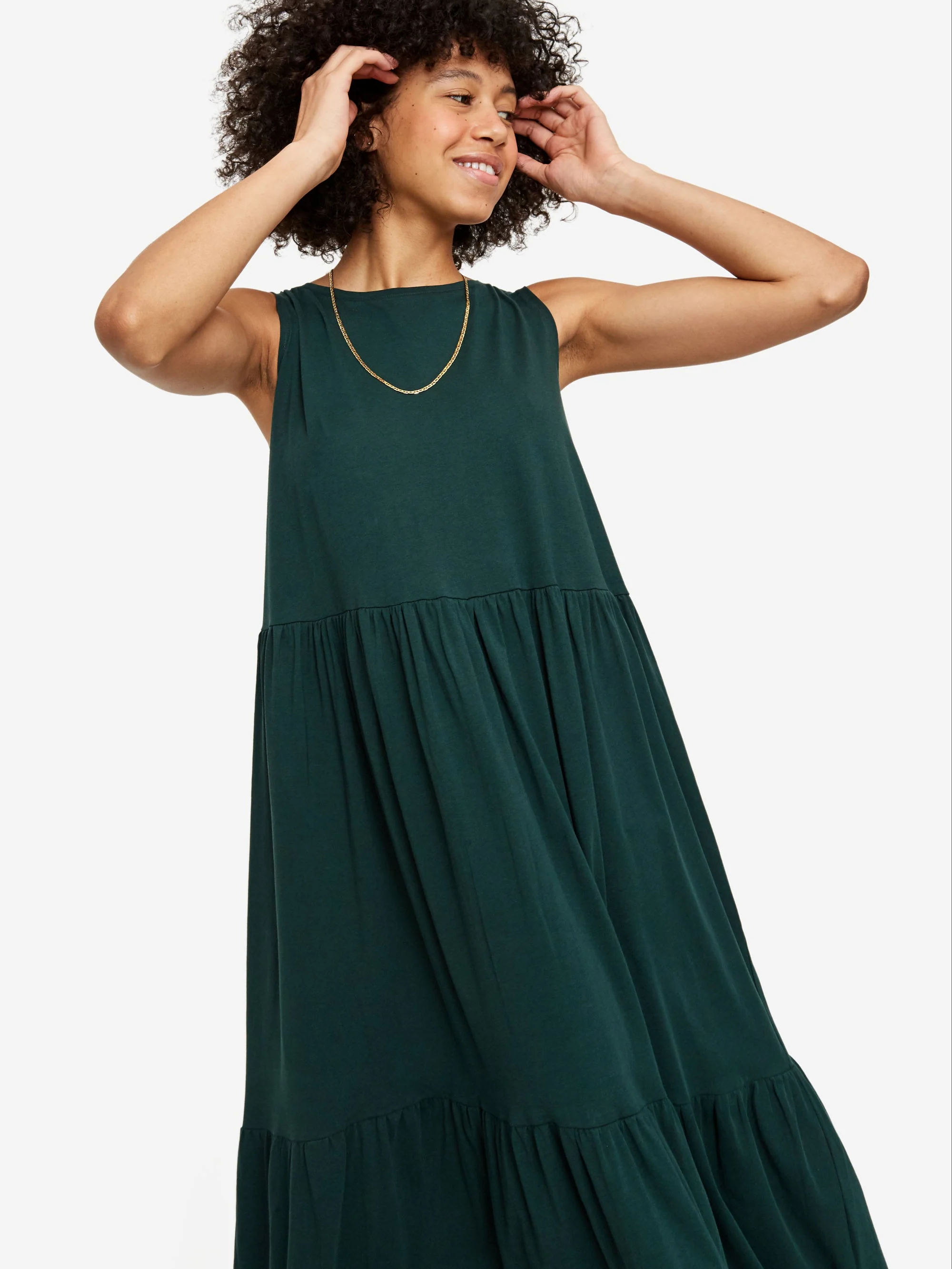 Kowtow Tier Dress - Bottle Green - Image 3