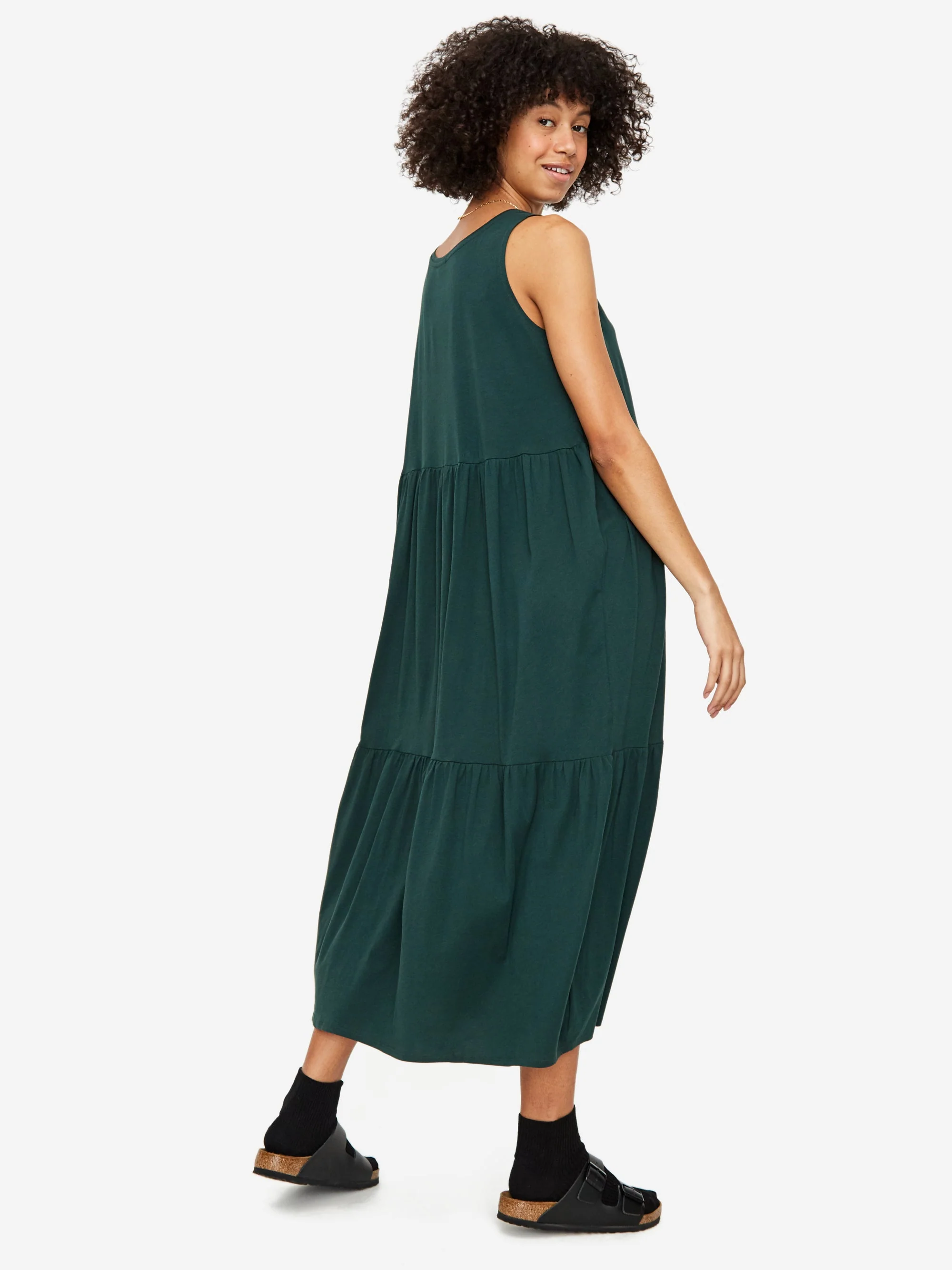 Kowtow Tier Dress - Bottle Green - Image 4