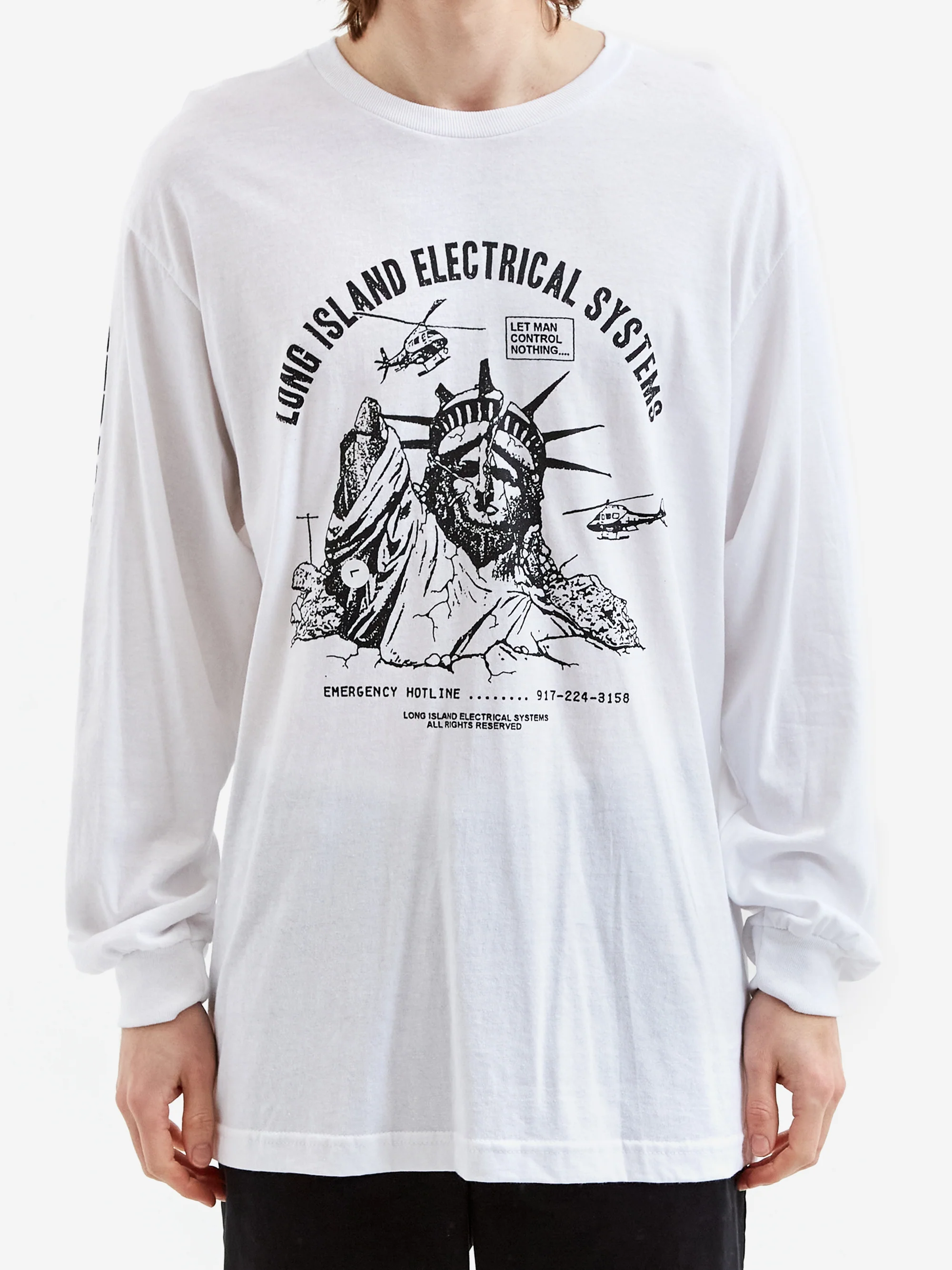 L.I.E.S. Records L.I.E.S. Statue LS T-Shirt - White - Image 2