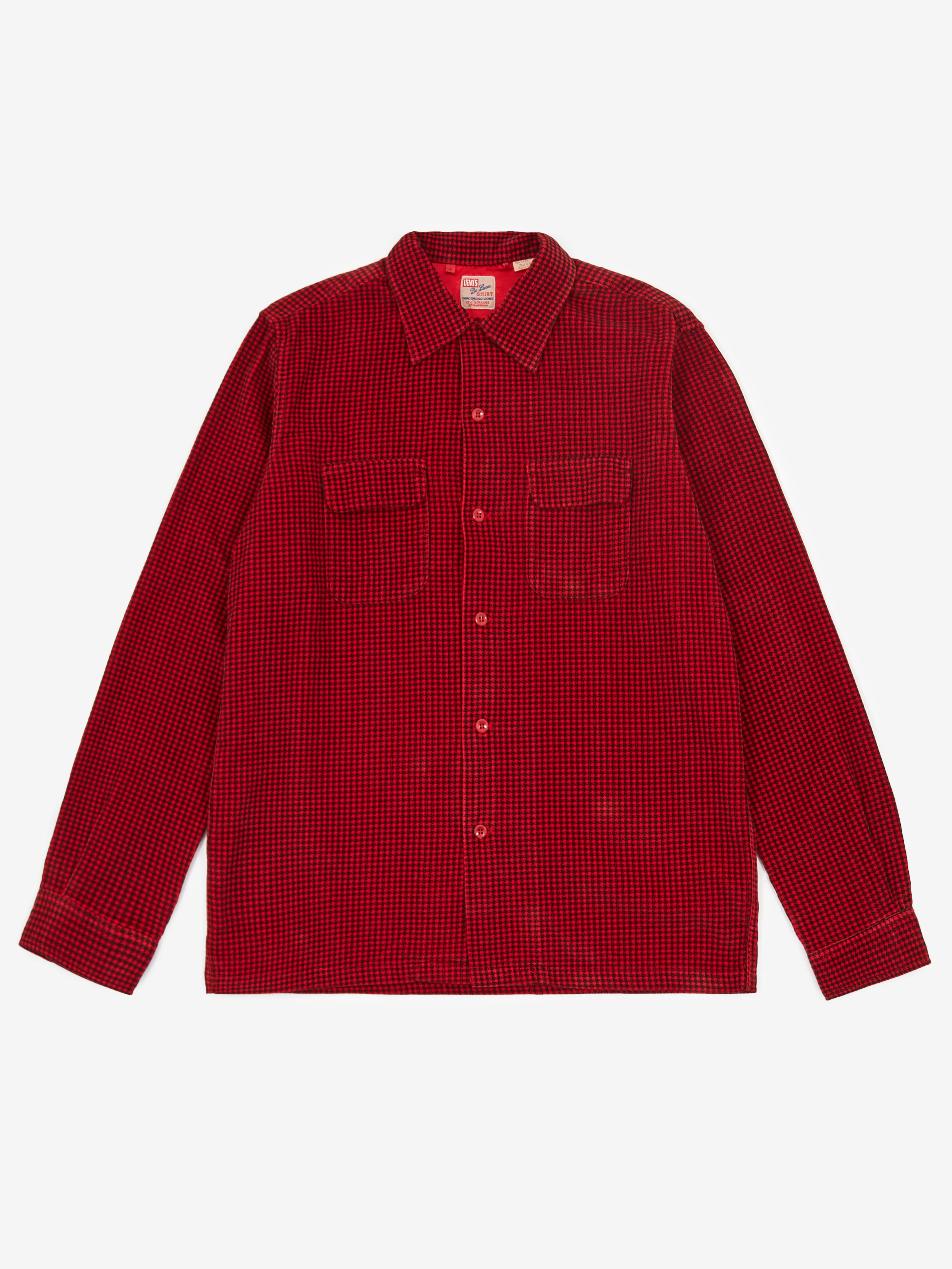 Levis Vintage Clothing Deluxe Check Longsleeve Shirt - Dogtooth Red