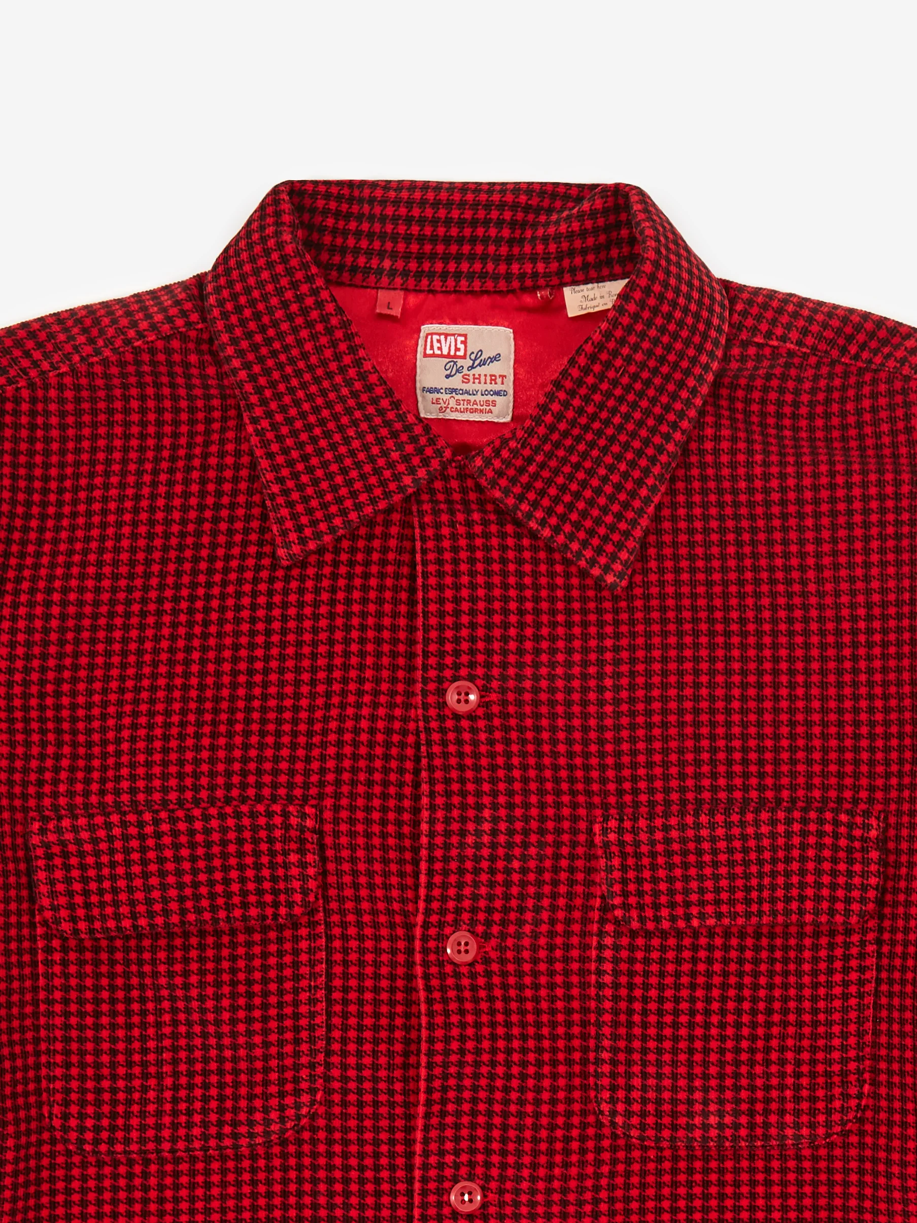 Levis Vintage Clothing Deluxe Check Longsleeve Shirt - Dogtooth Red - Image 3