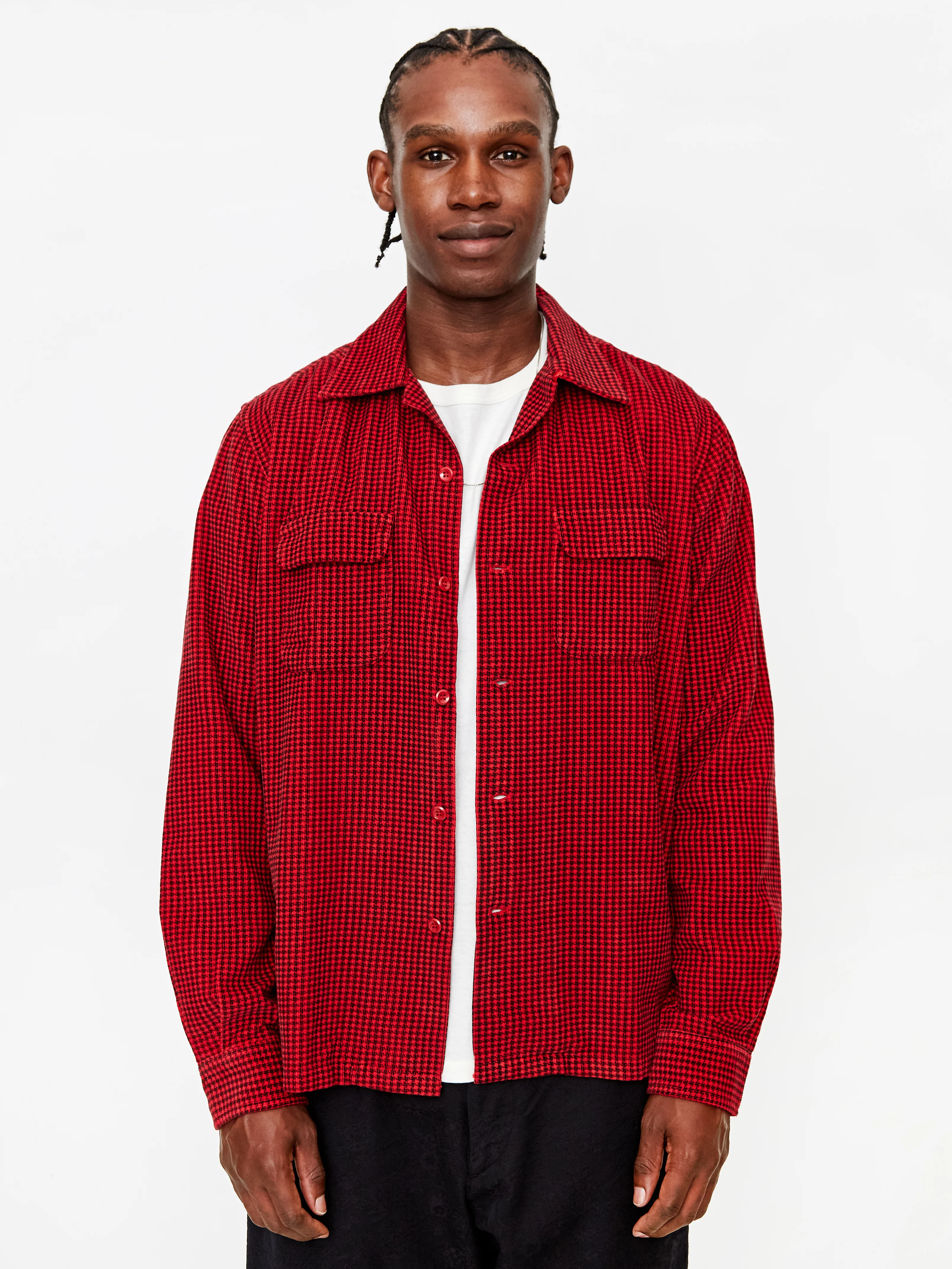 Levis Vintage Clothing Deluxe Check Longsleeve Shirt - Dogtooth Red - Image 5