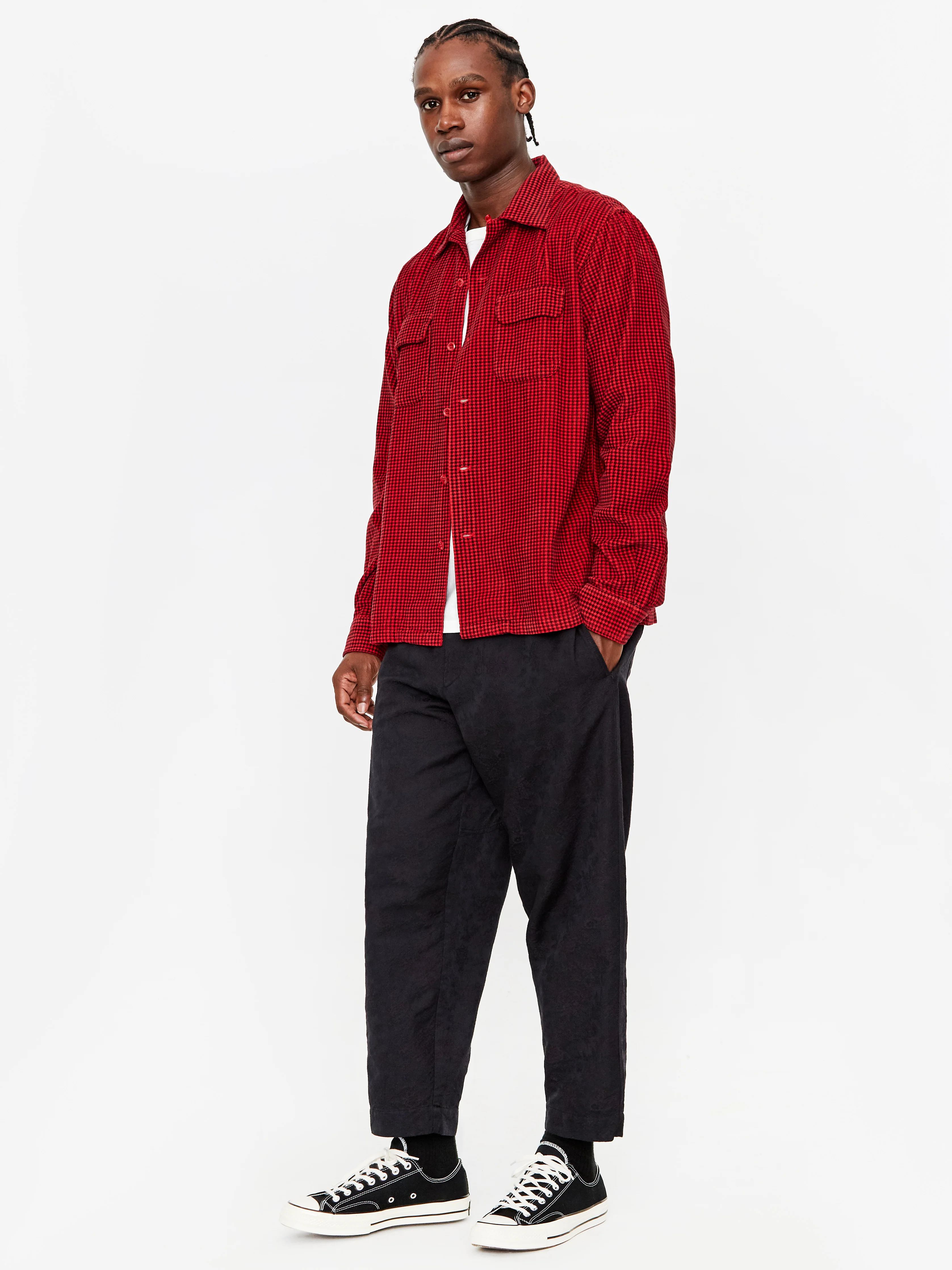 Levis Vintage Clothing Deluxe Check Longsleeve Shirt - Dogtooth Red - Image 6