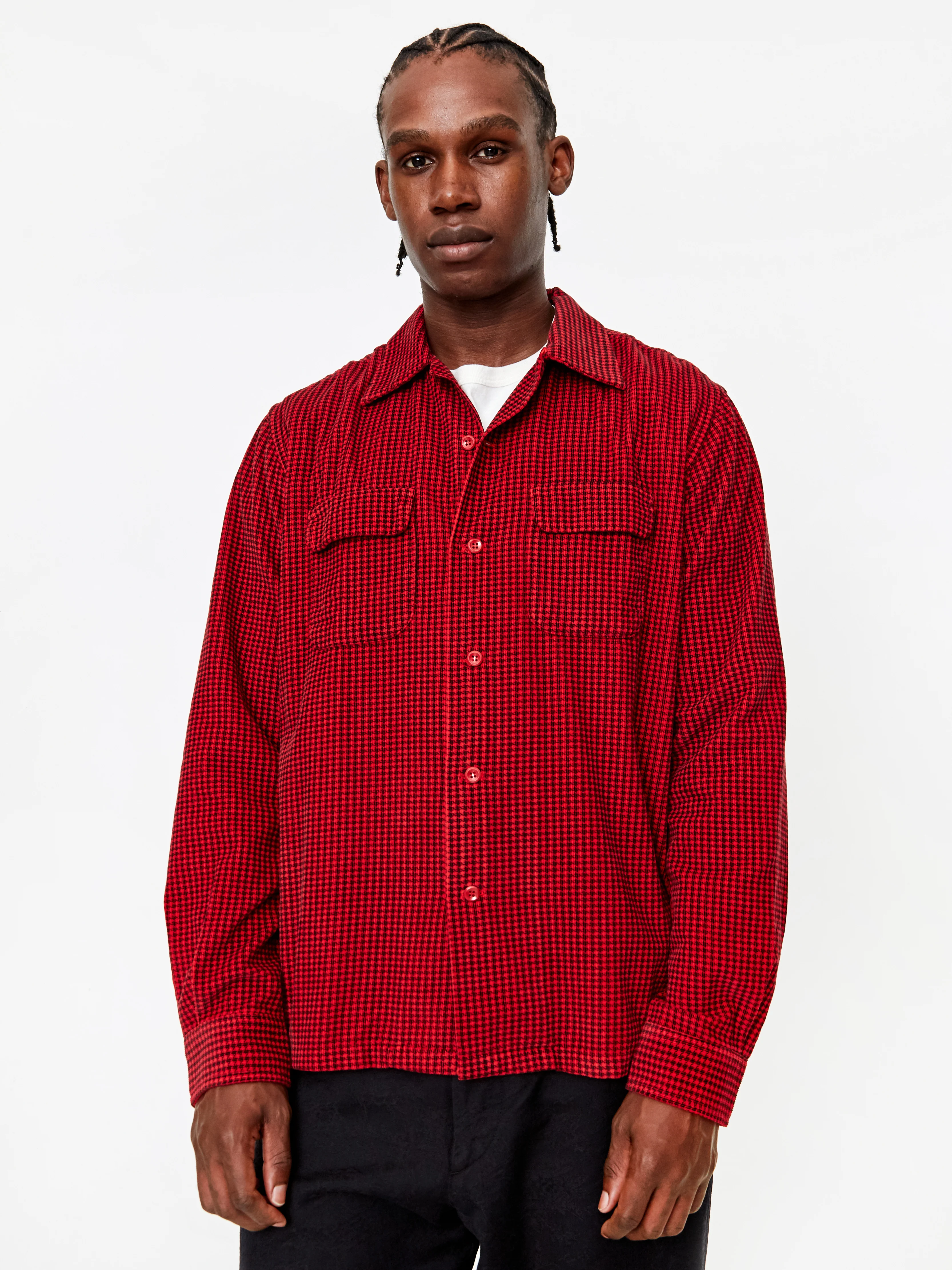 Levis Vintage Clothing Deluxe Check Longsleeve Shirt - Dogtooth Red - Image 7