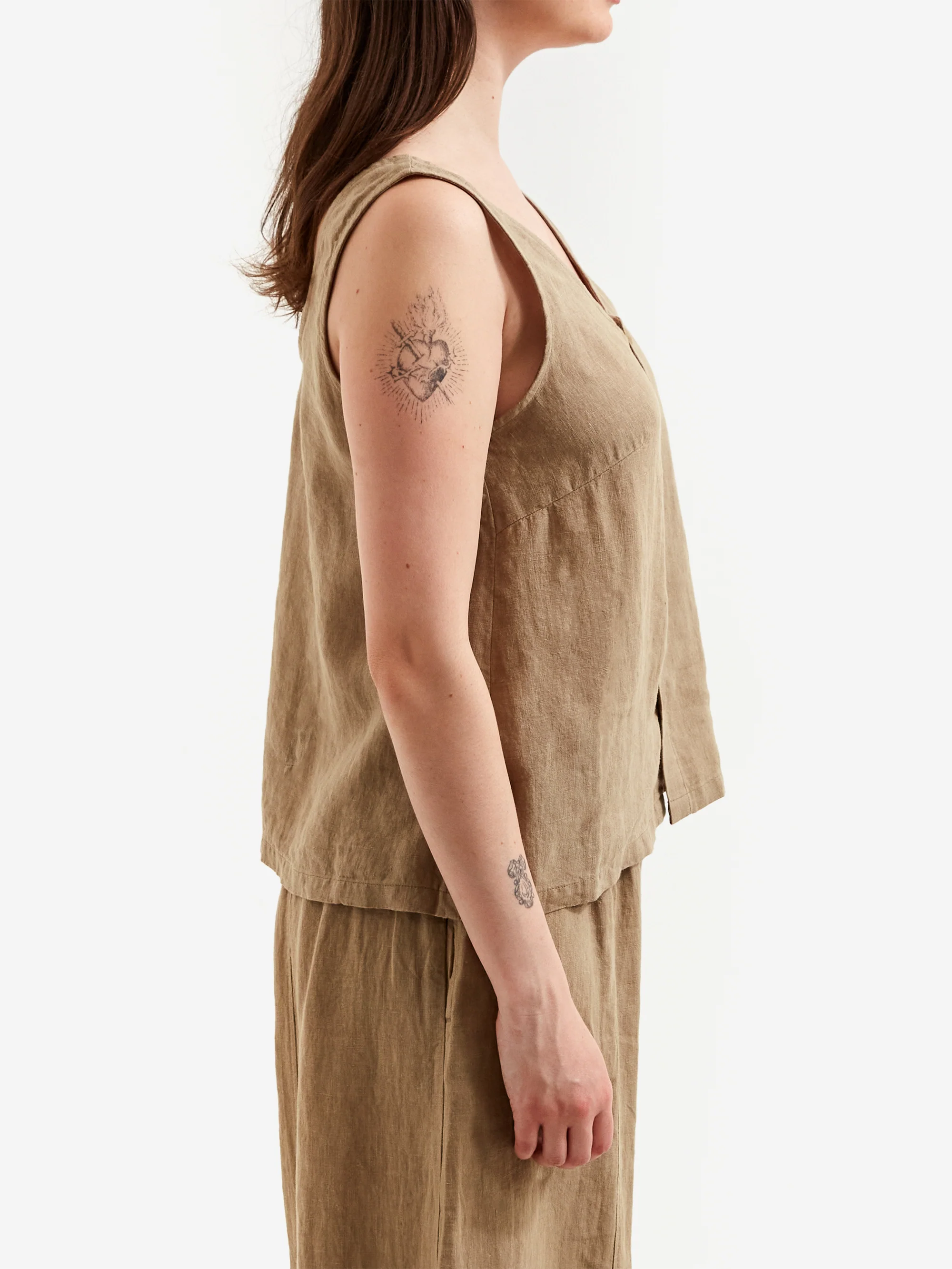LF Markey Basic Button Front Tank - Stone - Image 2