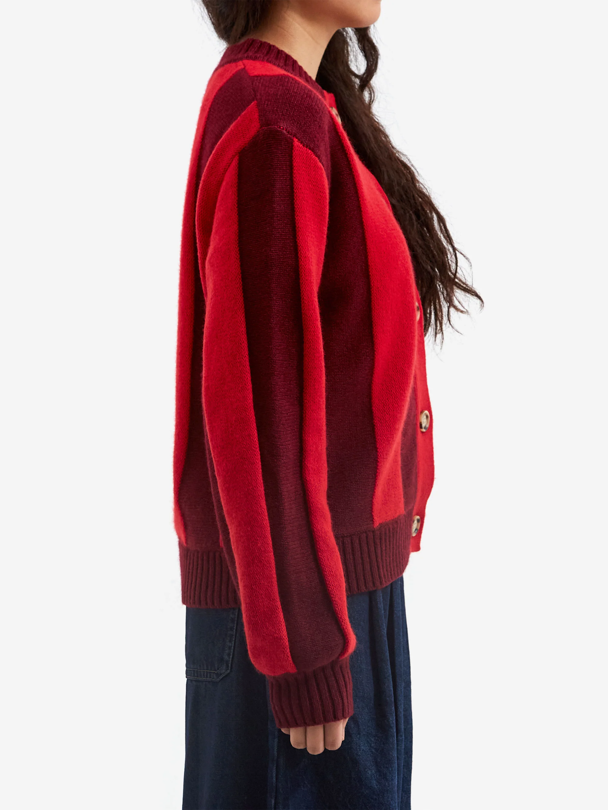 LF Markey Ace Cardigan - Burgundy Stripe - Image 3