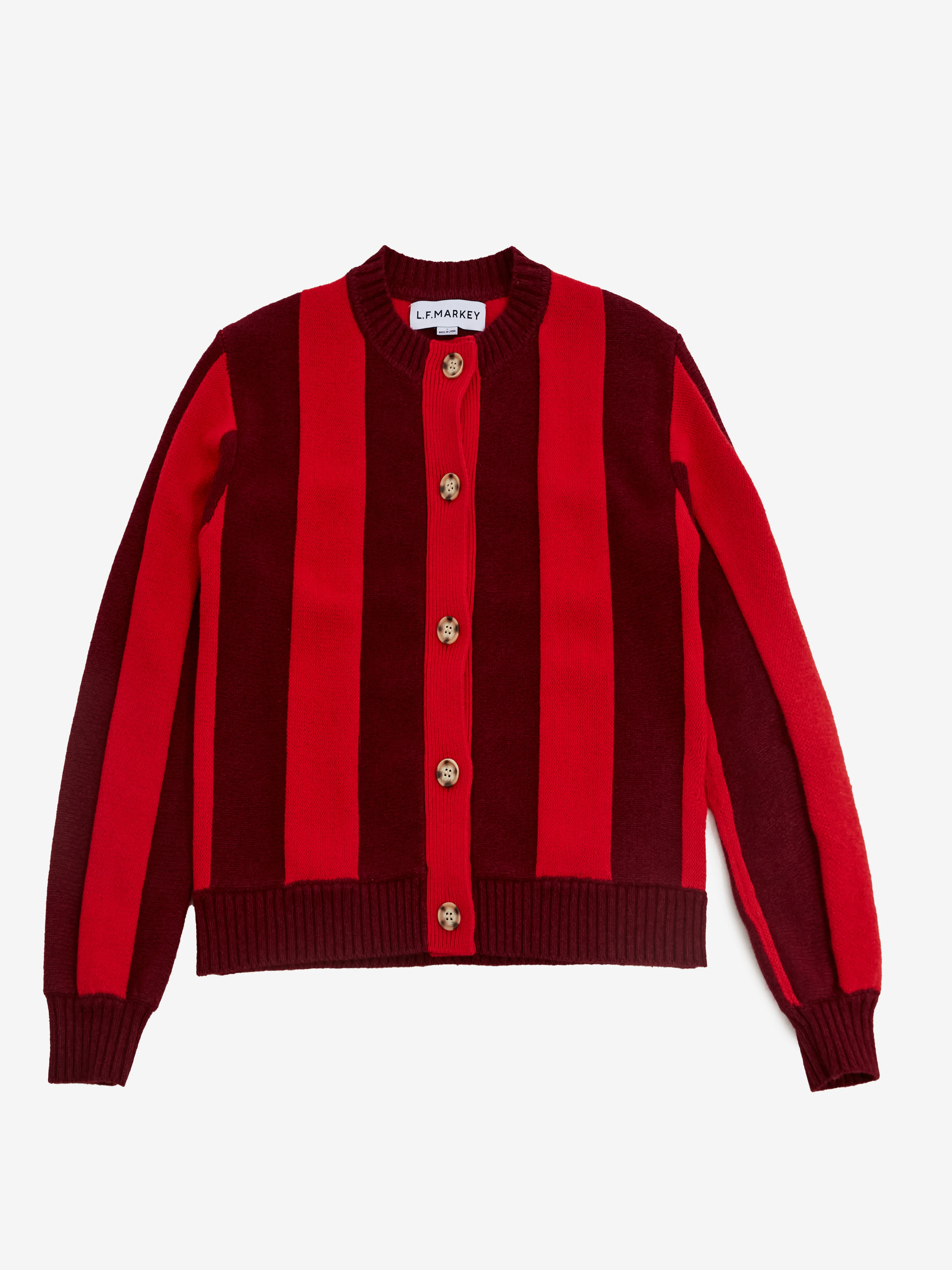 LF Markey Ace Cardigan - Burgundy Stripe - Image 5