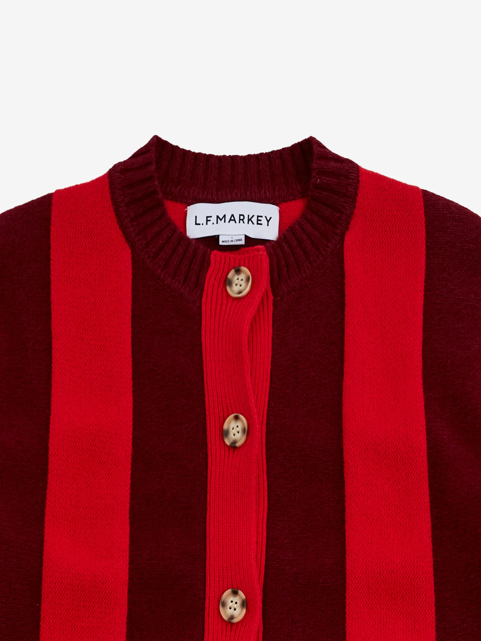 LF Markey Ace Cardigan - Burgundy Stripe - Image 6