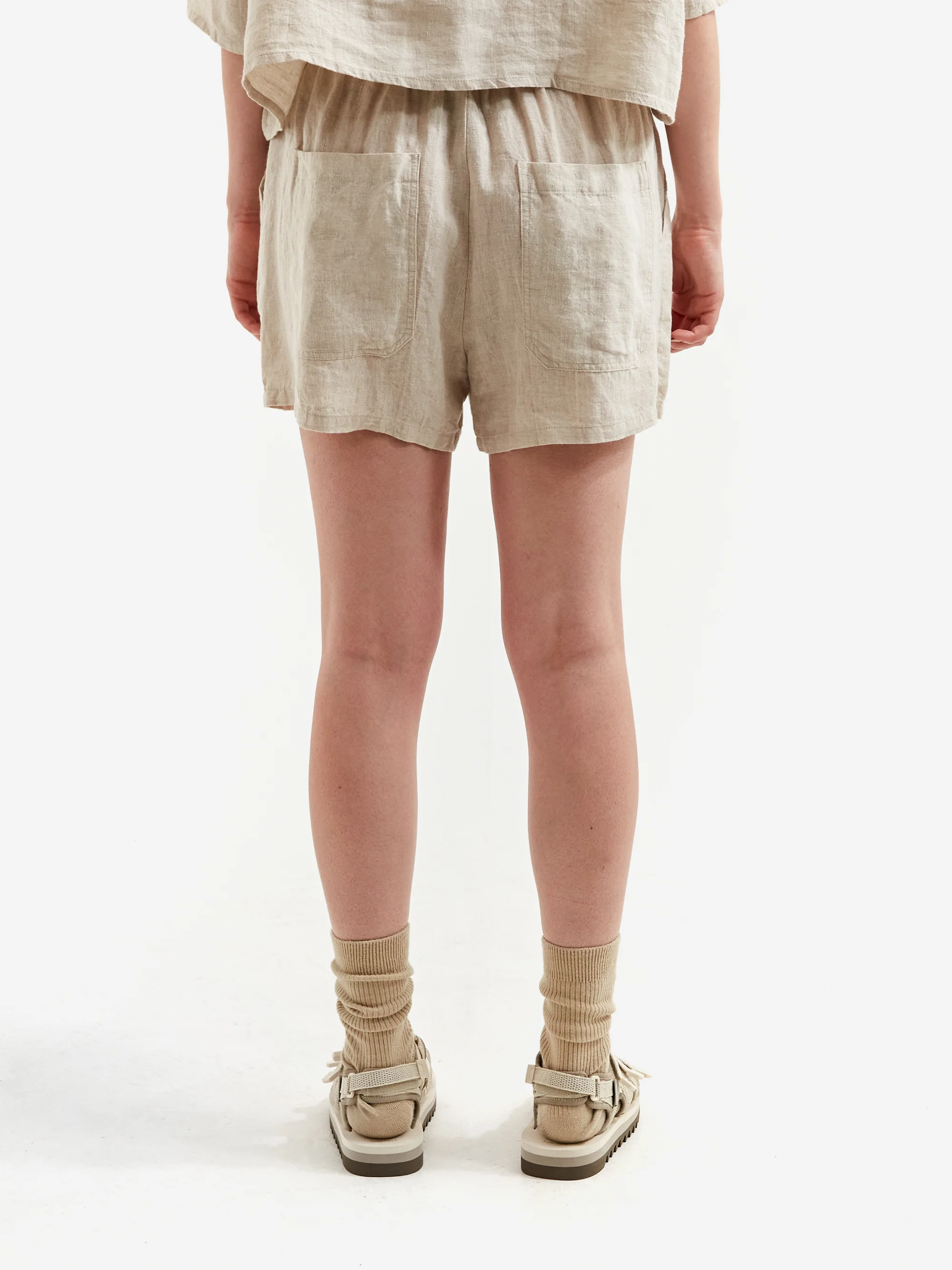 LF Markey Basic Linen Shorts - Cream - Image 3