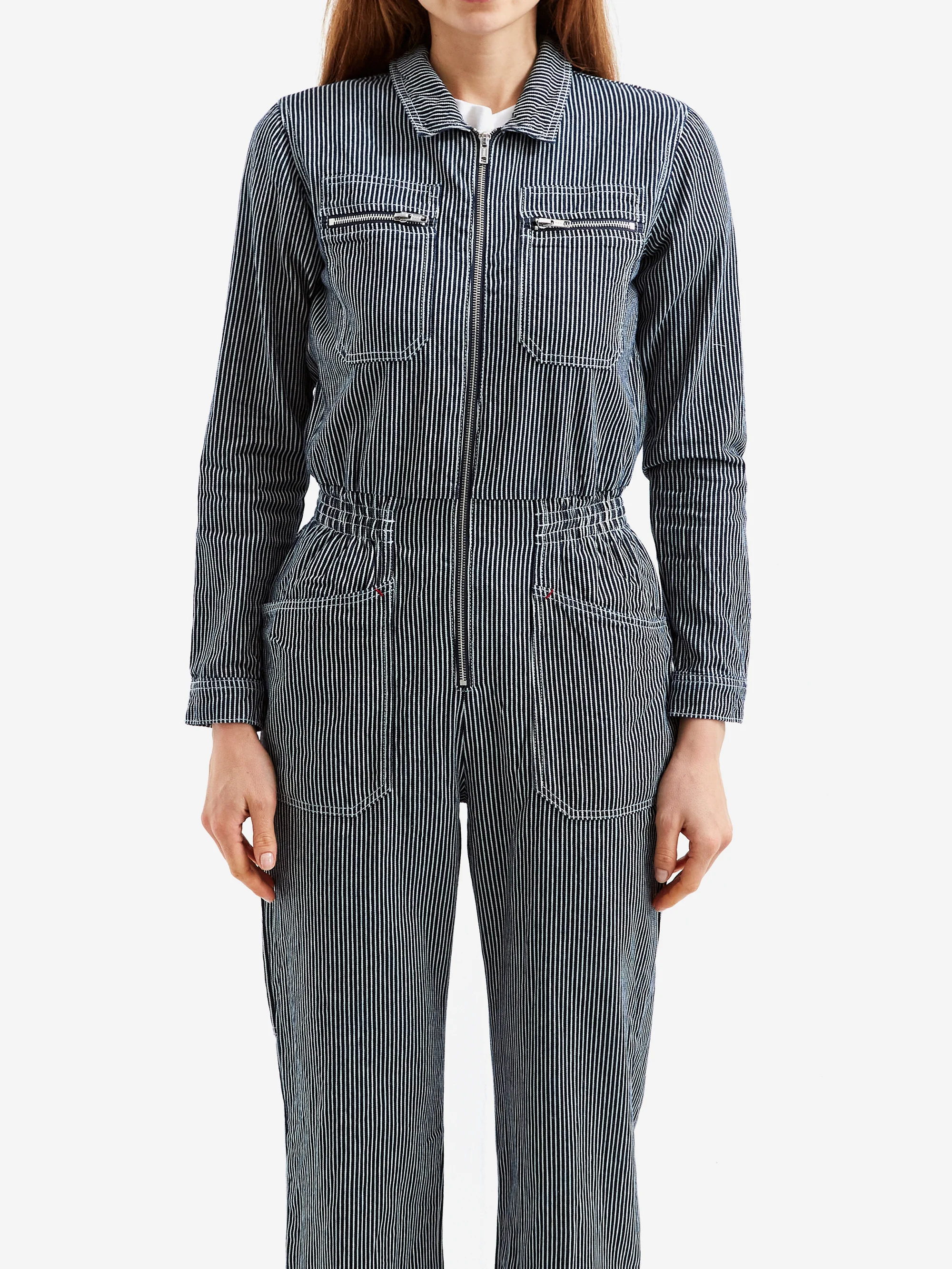 LF Markey Danny Long Sleeve Boilersuit - Indigo Stripe - Image 4