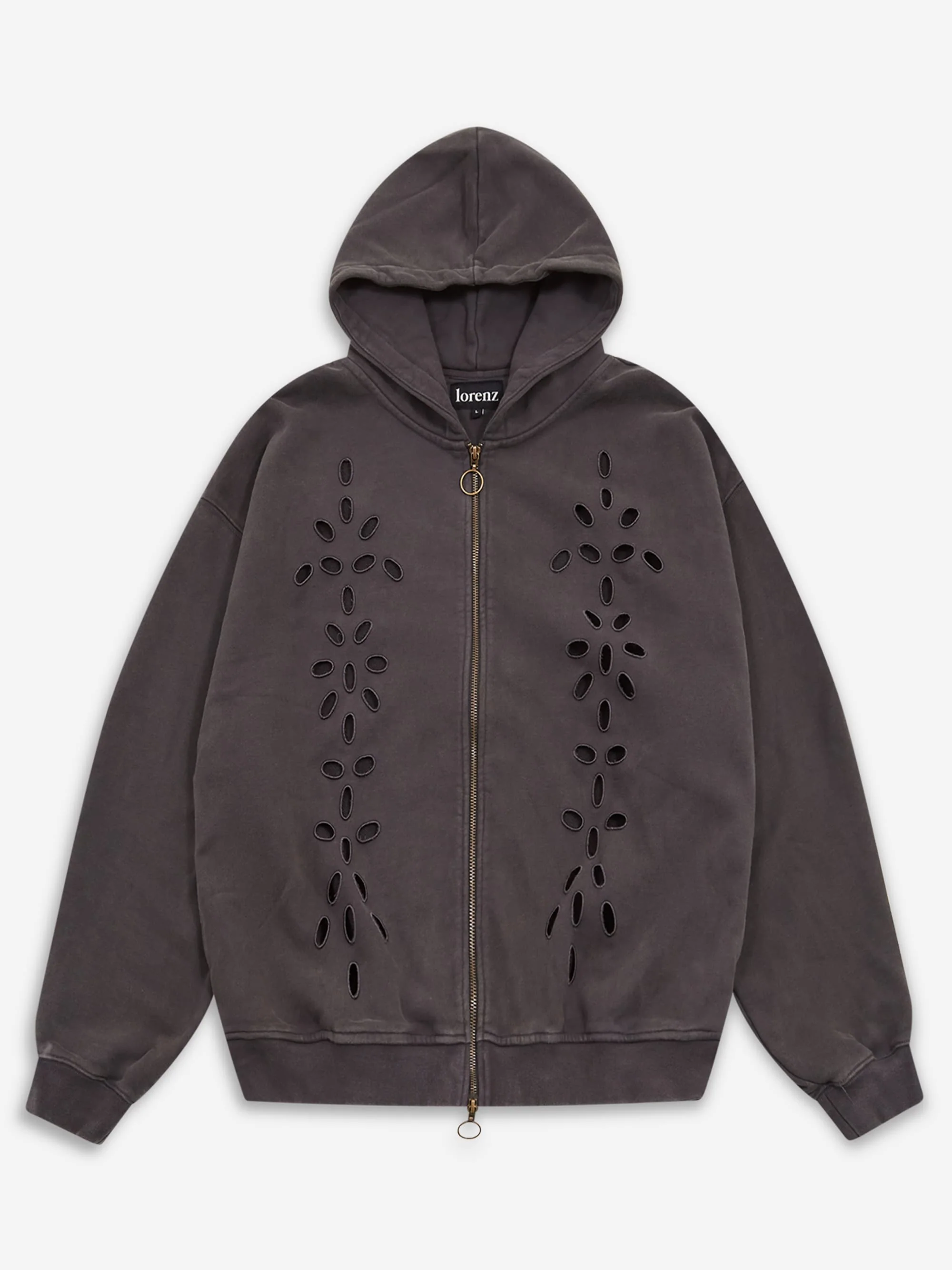 Lorenz Broderie Hoodie in Washed - Black