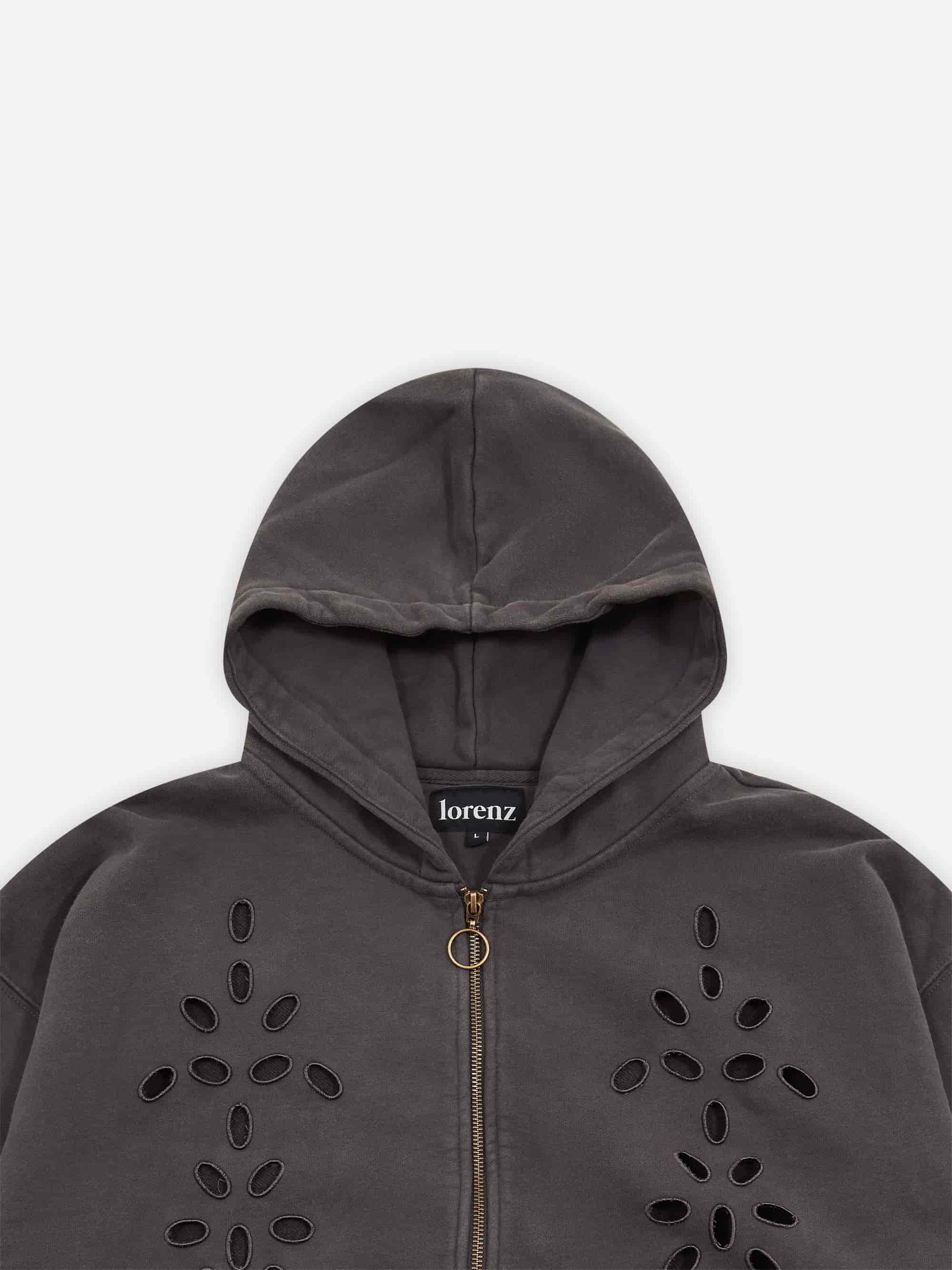 Lorenz Broderie Hoodie in Washed - Black - Image 3