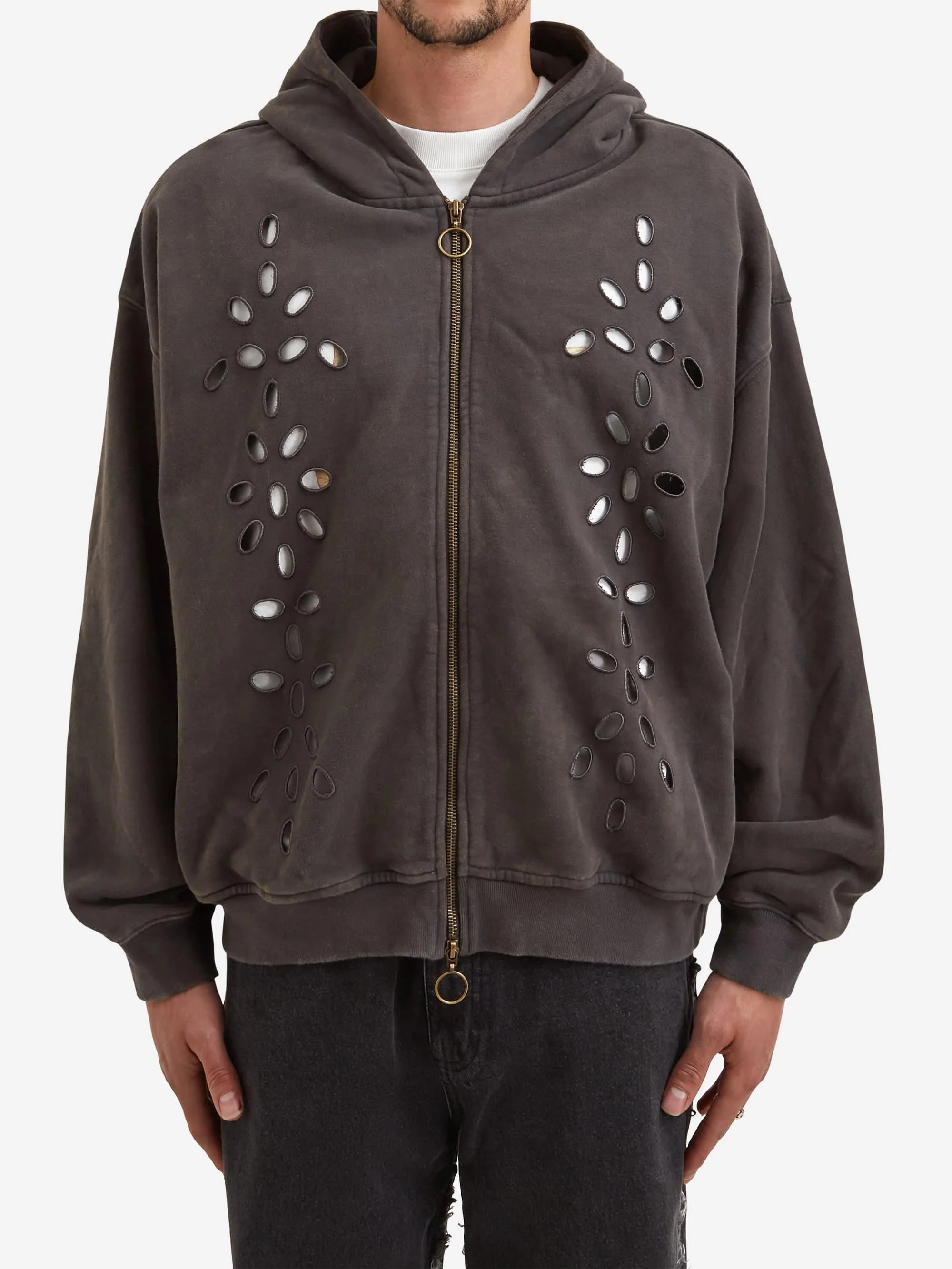 Lorenz Broderie Hoodie in Washed - Black - Image 5