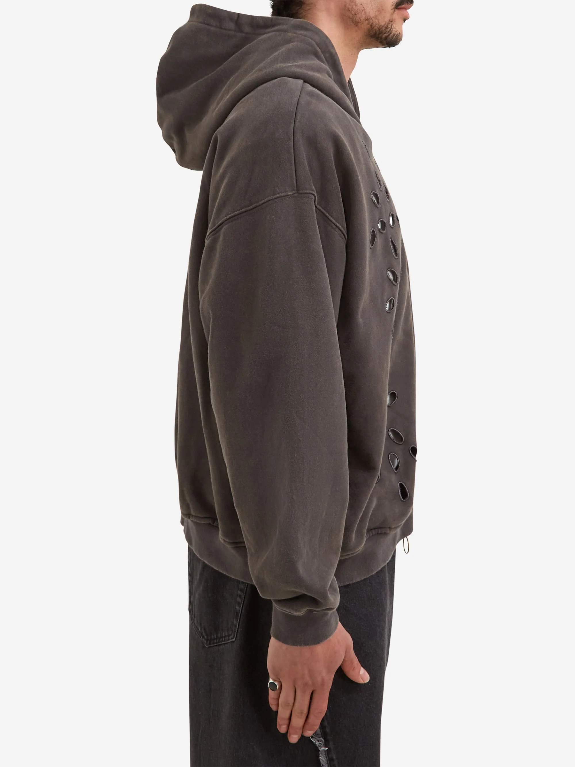 Lorenz Broderie Hoodie in Washed - Black - Image 6