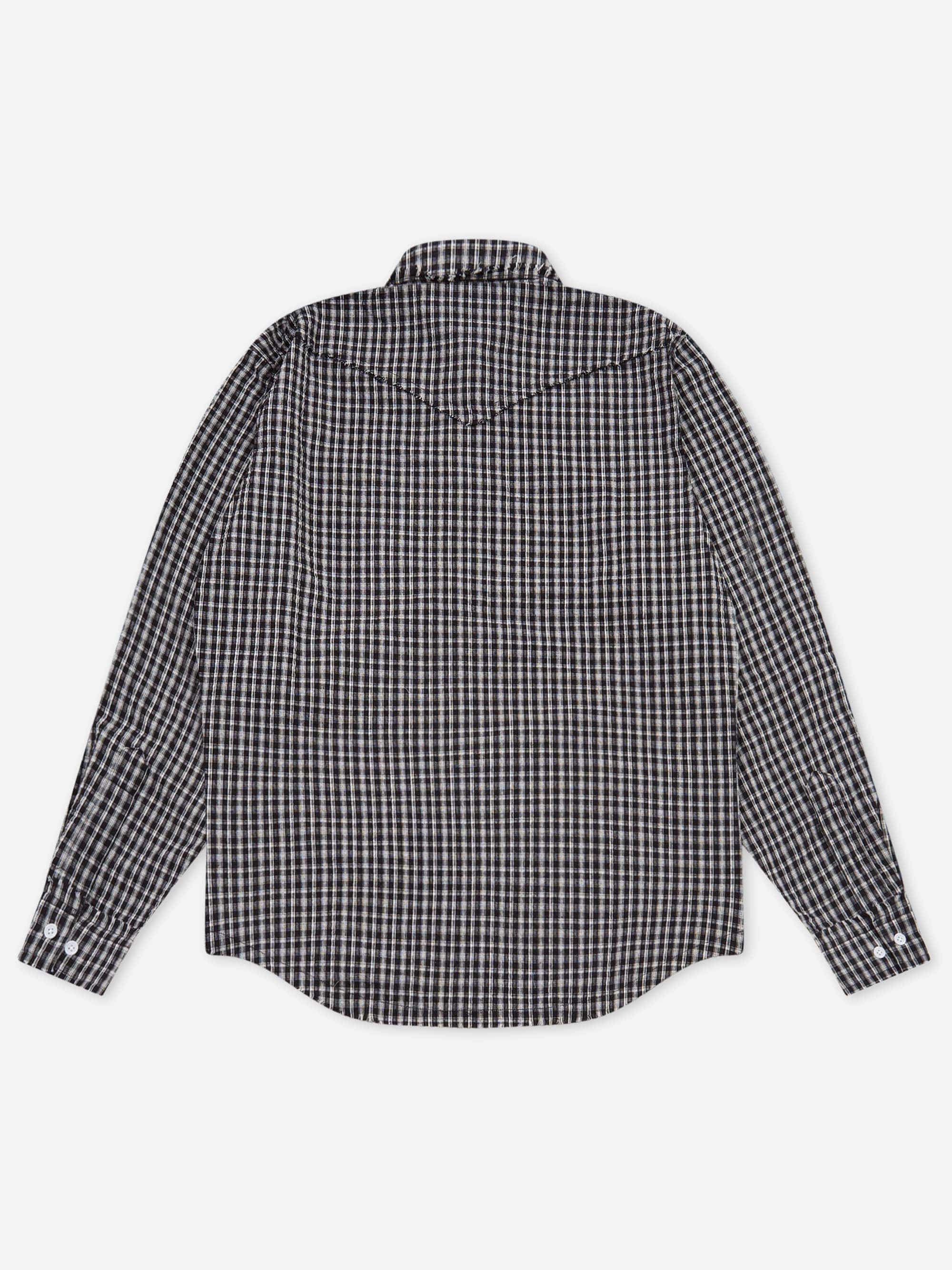 Lorenz Checked Fringe Shirt - Black and Off White - Image 4