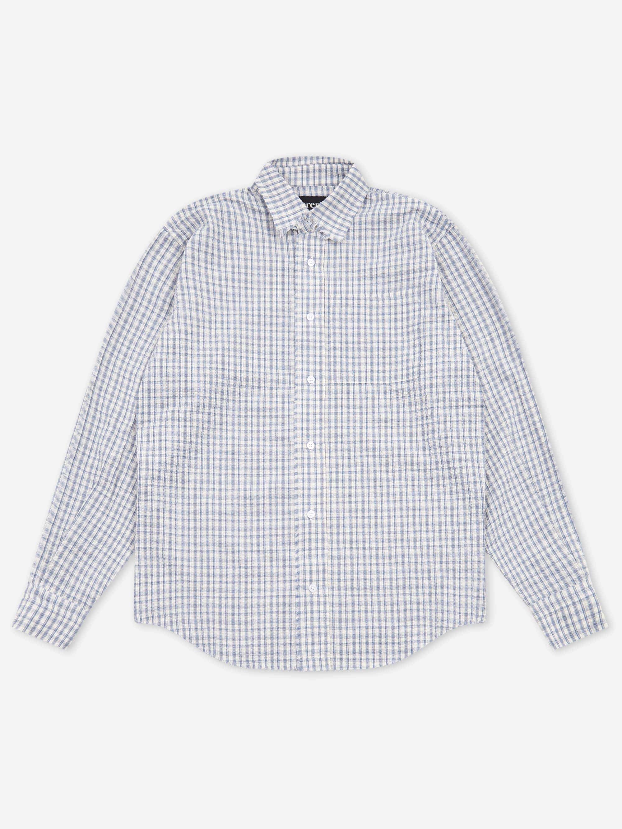 Lorenz Checked Fringe Shirt - Blue