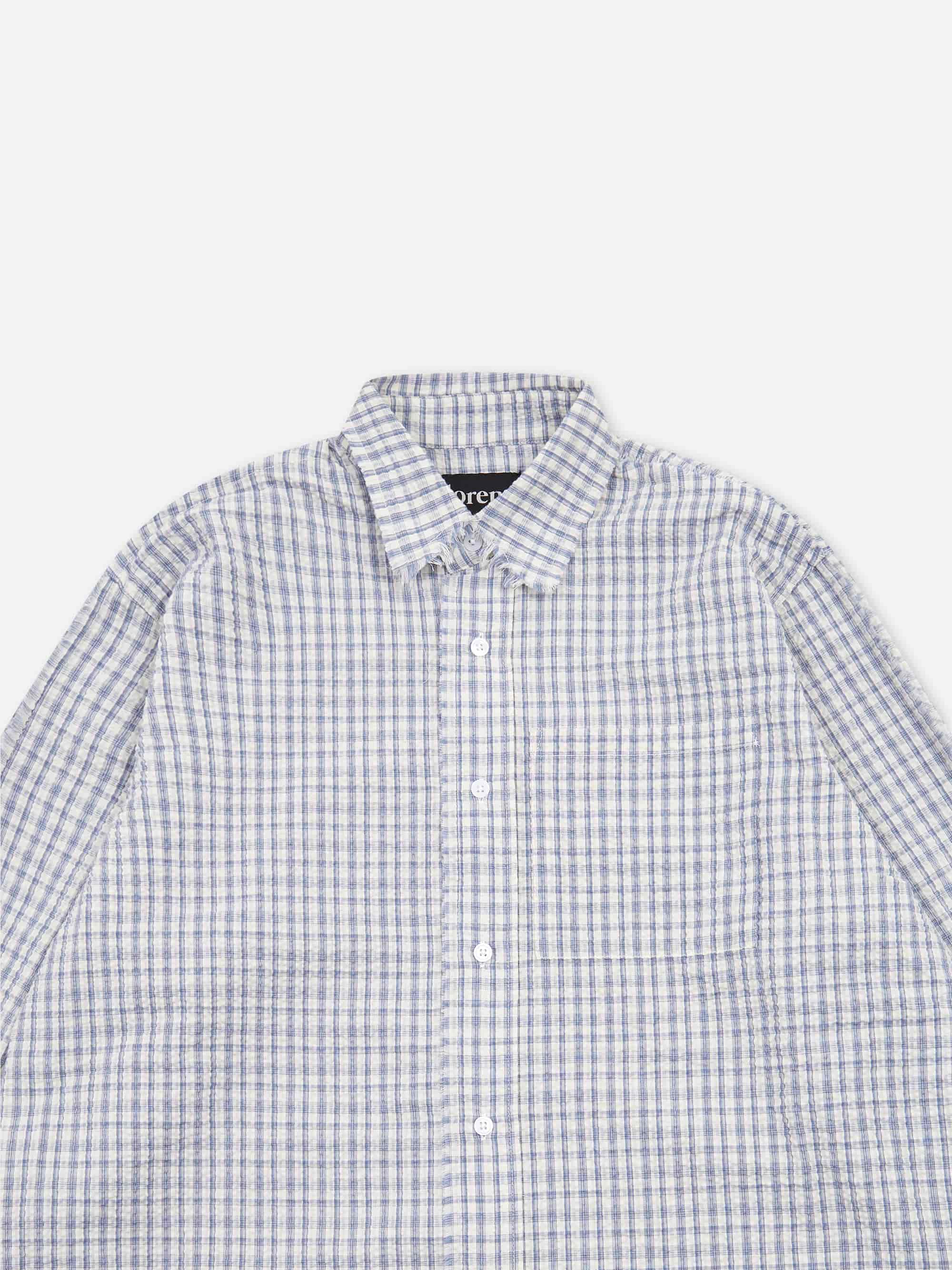 Lorenz Checked Fringe Shirt - Blue - Image 3