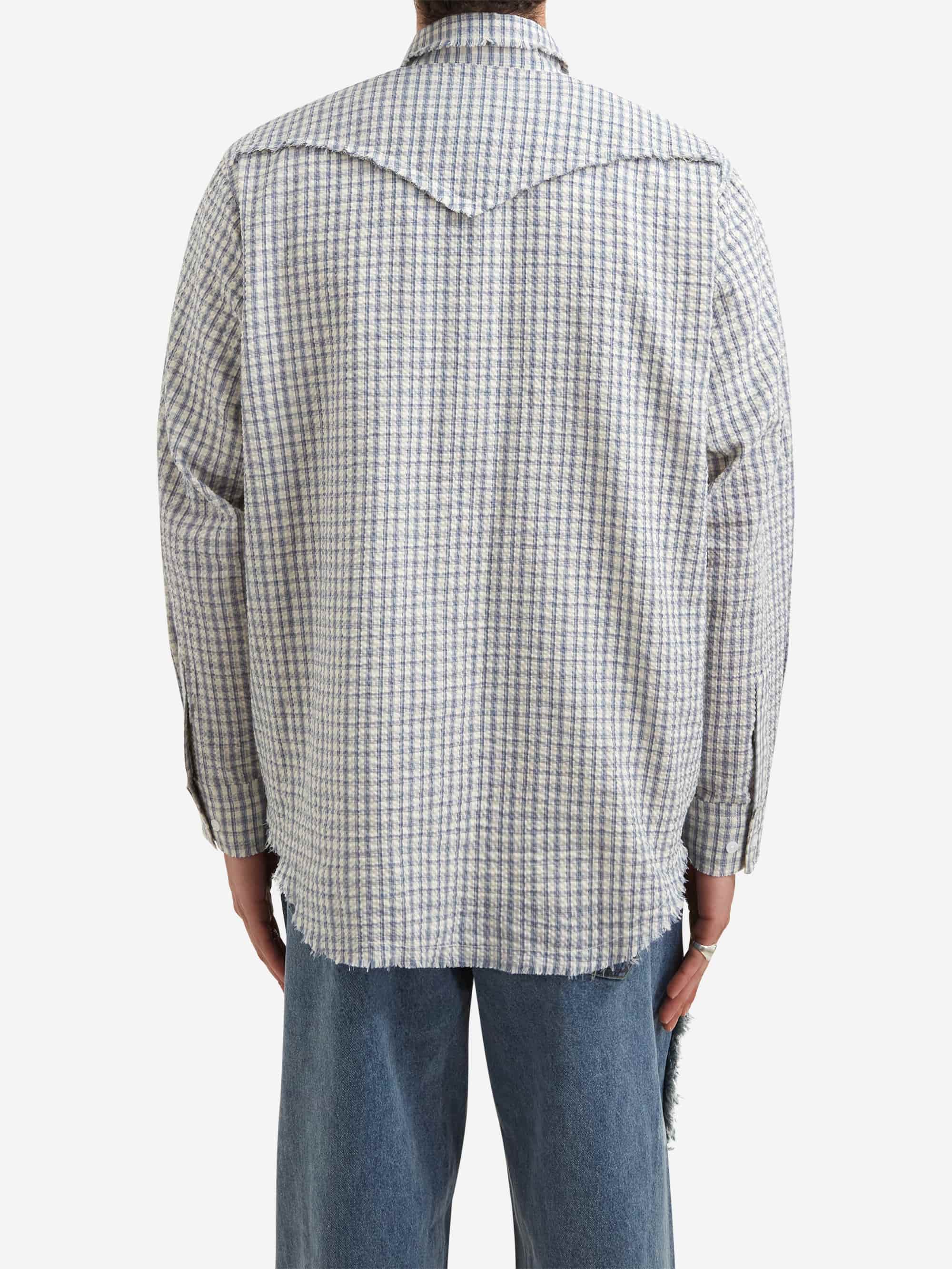 Lorenz Checked Fringe Shirt - Blue - Image 6