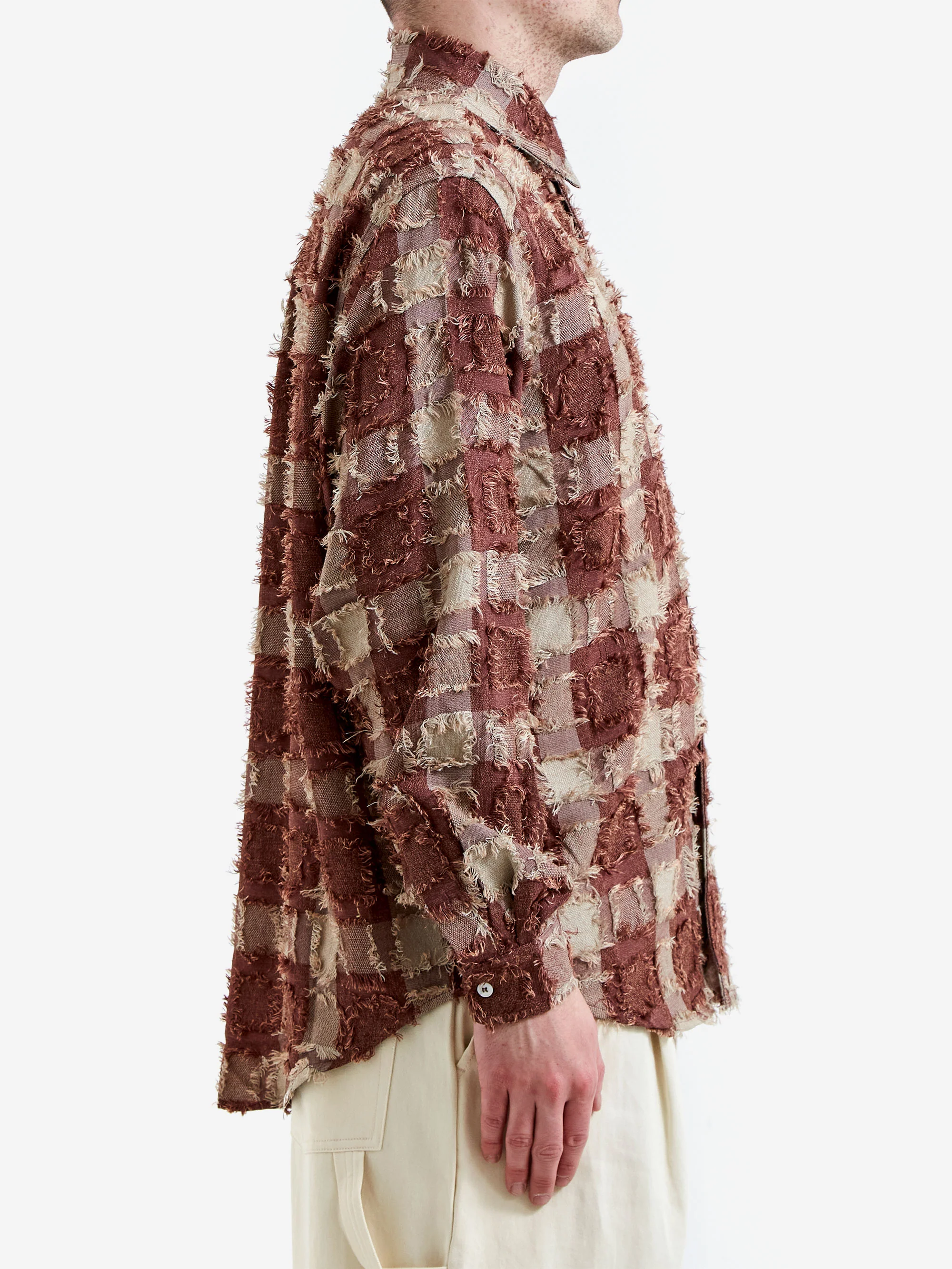 Lorenz Checked Fringe Shirt - Brown - Image 4