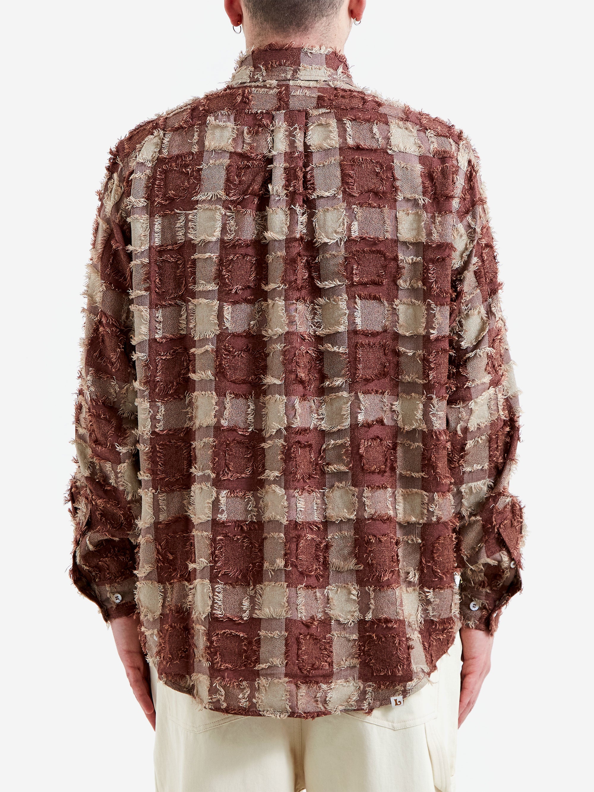 Lorenz Checked Fringe Shirt - Brown - Image 5