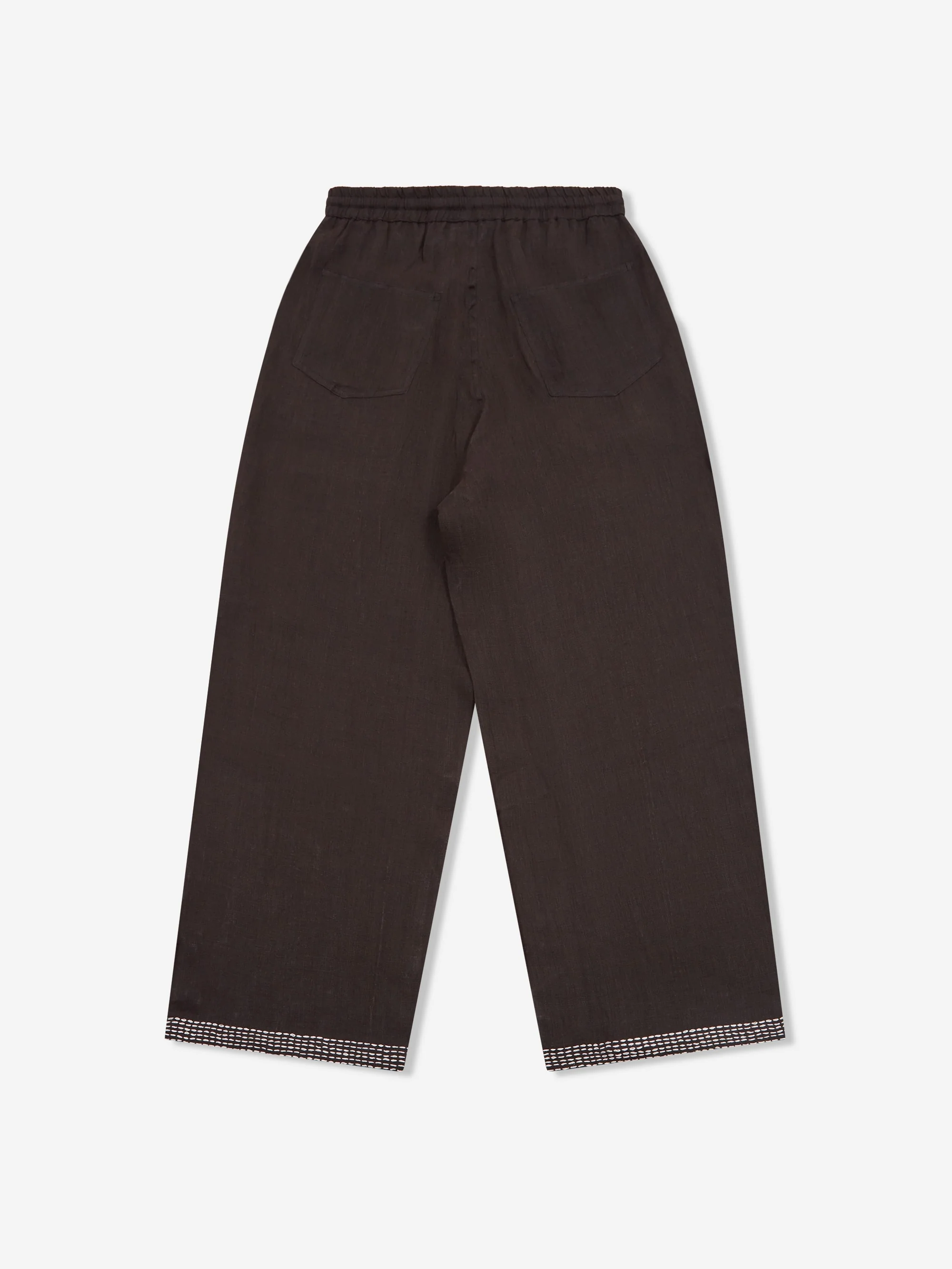 Lorenz Hand Embroidered Wide Leg Linen Pant - Black - Image 3