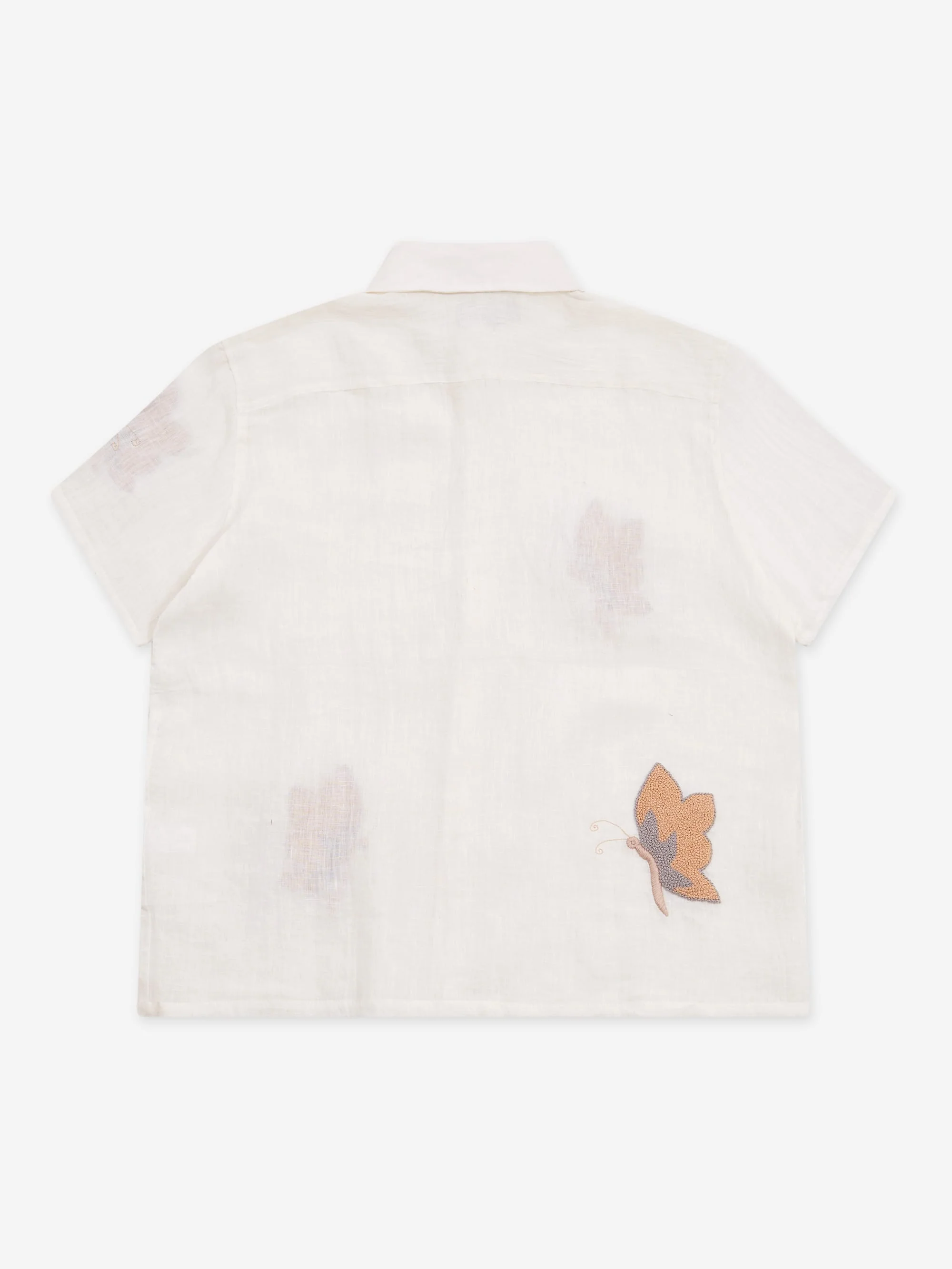 Lorenz Papillon Hand Embroidered Short Sleeve Shirt - Cream - Image 3