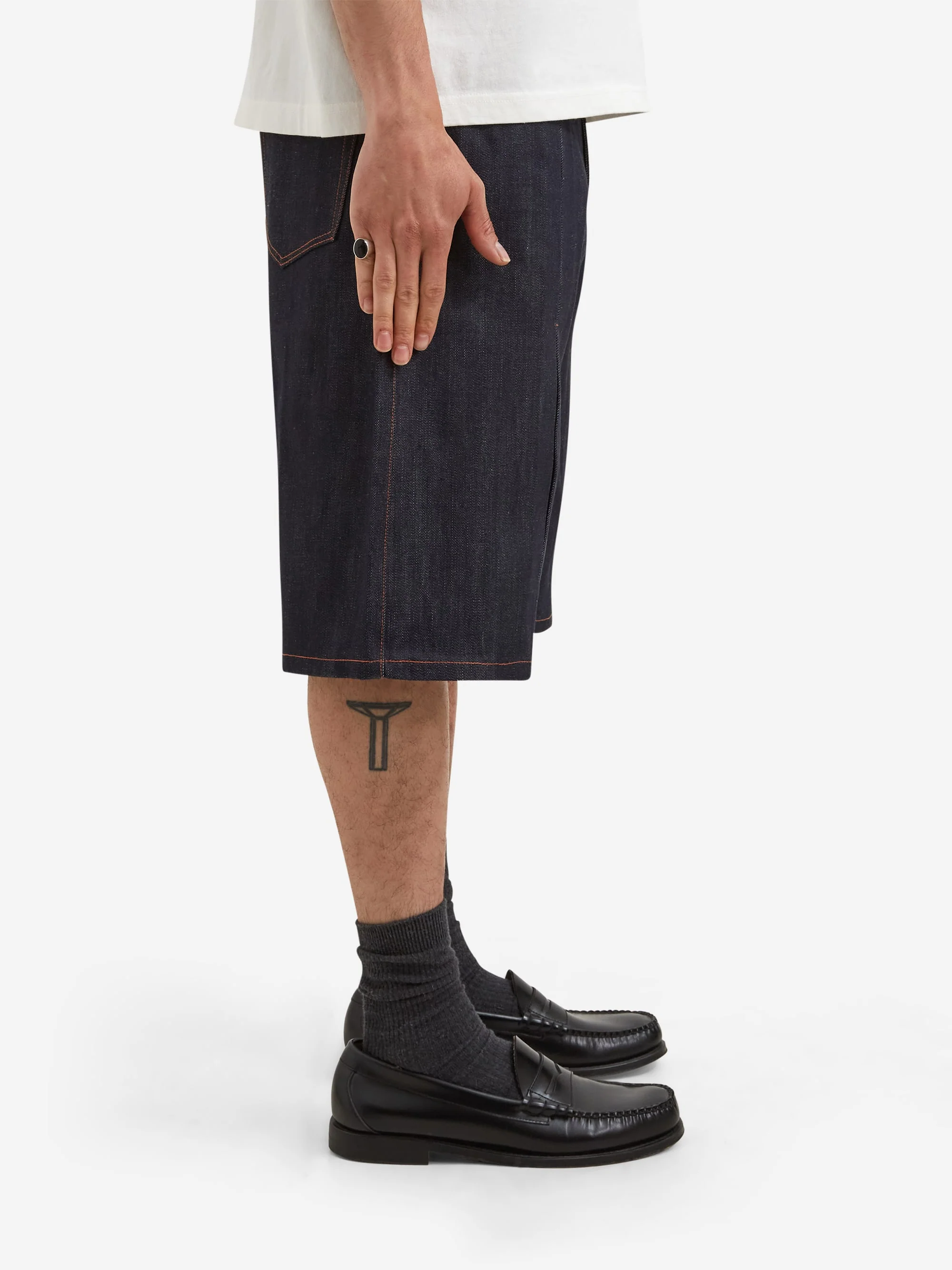 Lorenz Sutures Denim Shorts - Raw Indigo - Image 5