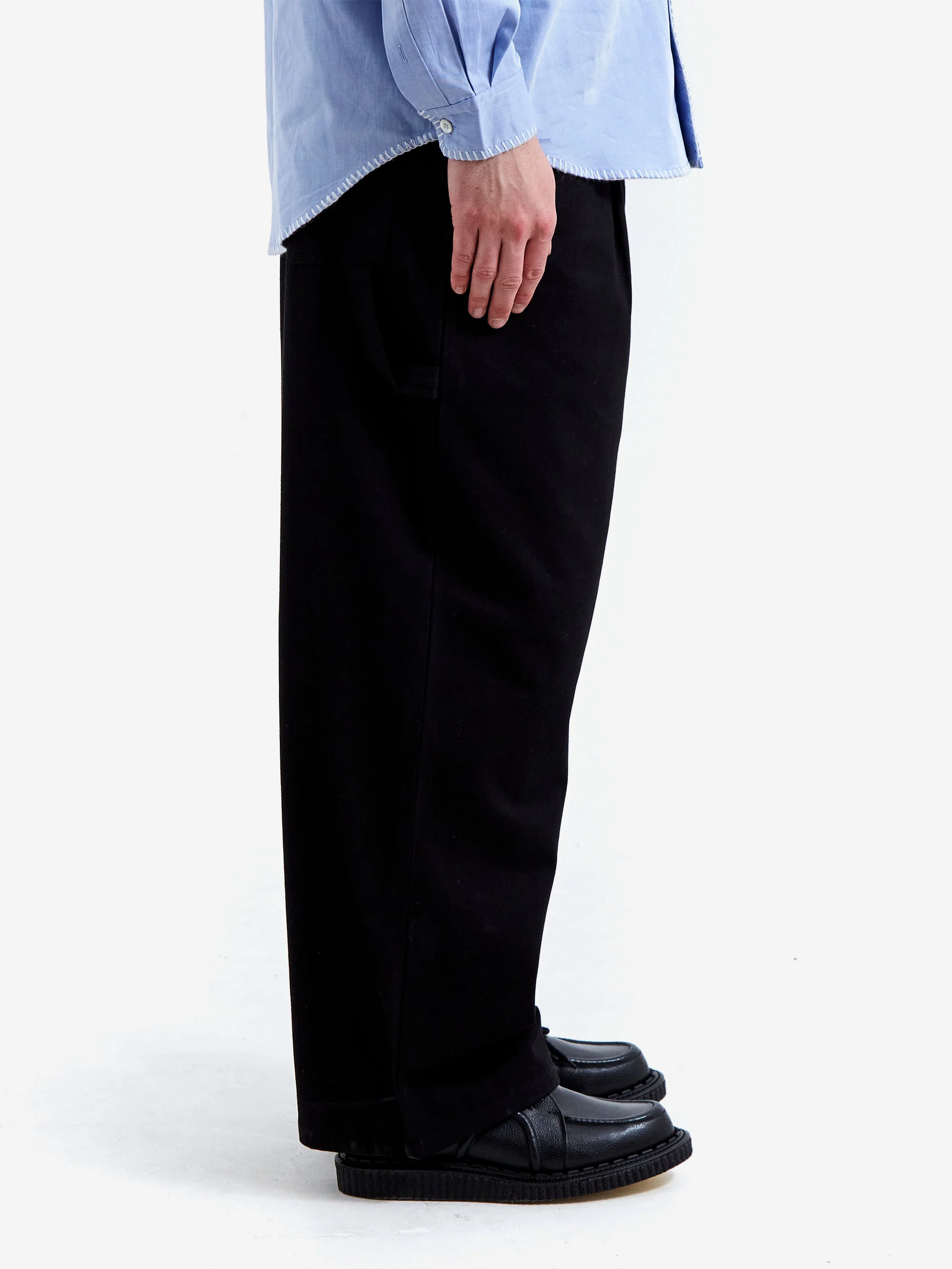 Lorenz Uniform Pleated Wide Leg Pant - Black - Image 5