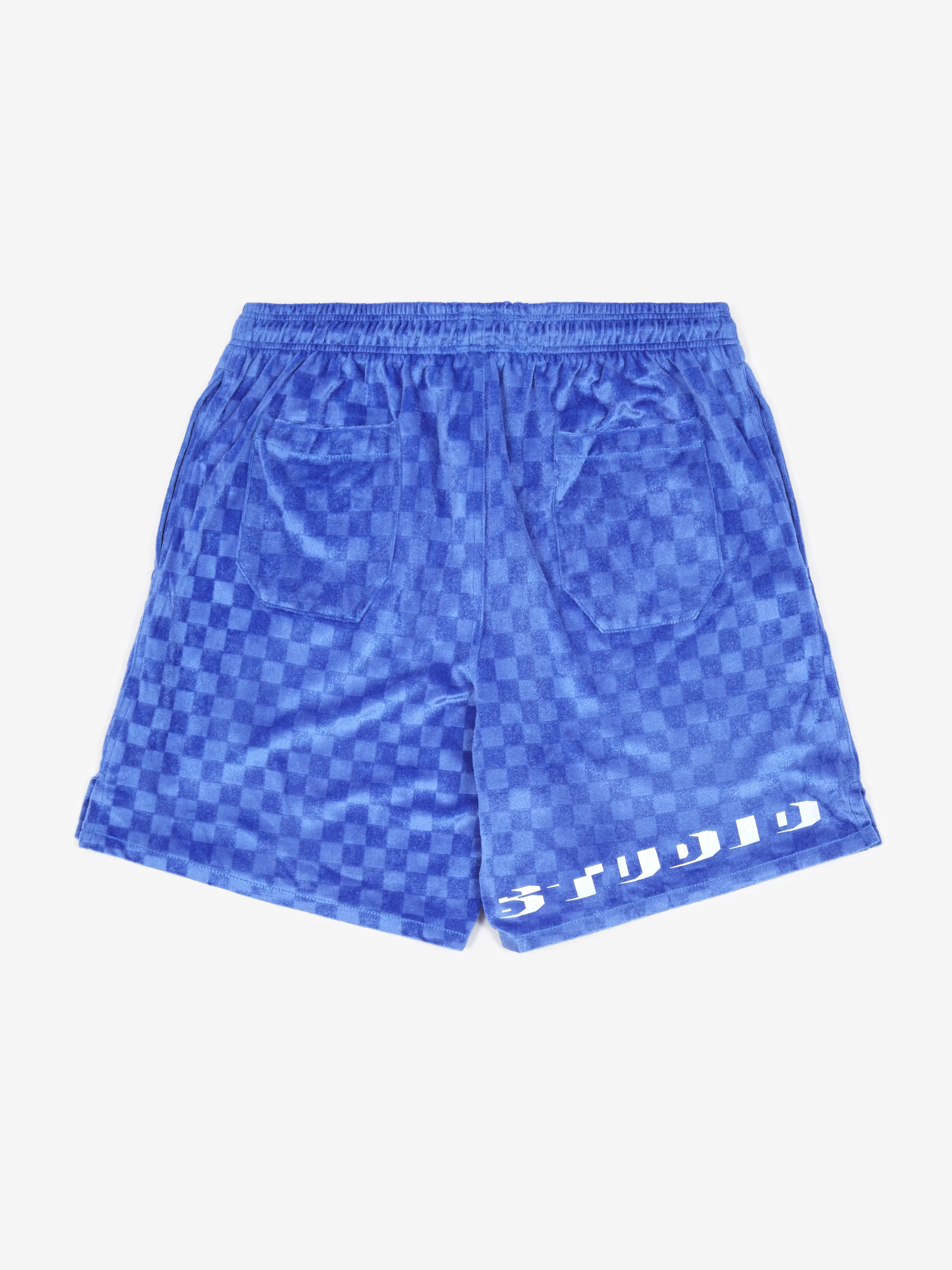 LQQK Studio Velour Short - Patterned Purple Checker - Image 6