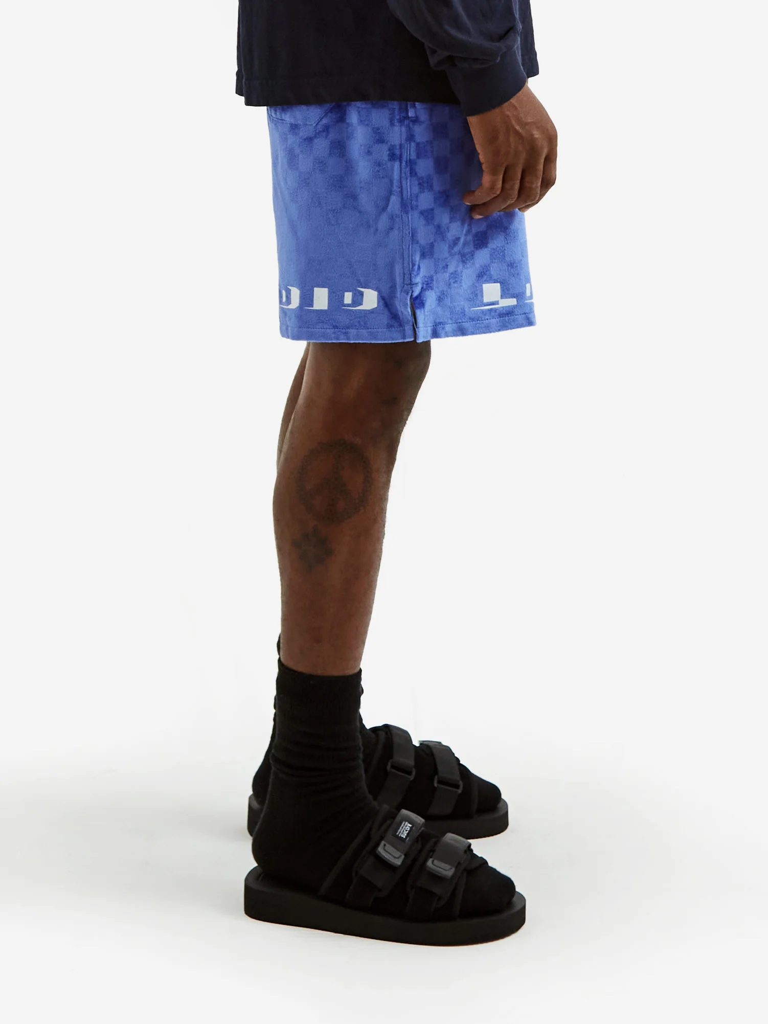LQQK Studio Velour Short - Patterned Purple Checker - Image 7