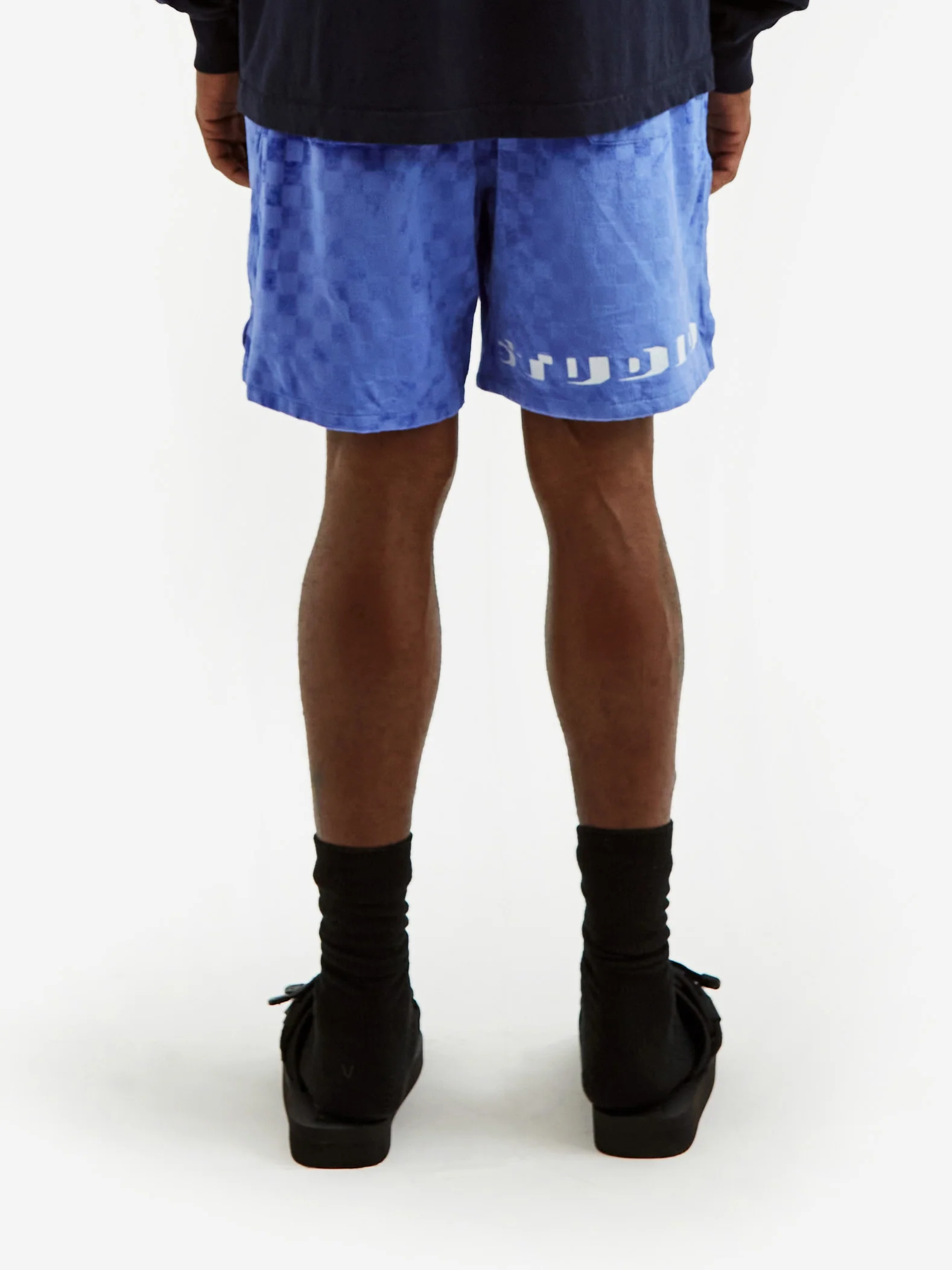 LQQK Studio Velour Short - Patterned Purple Checker - Image 8