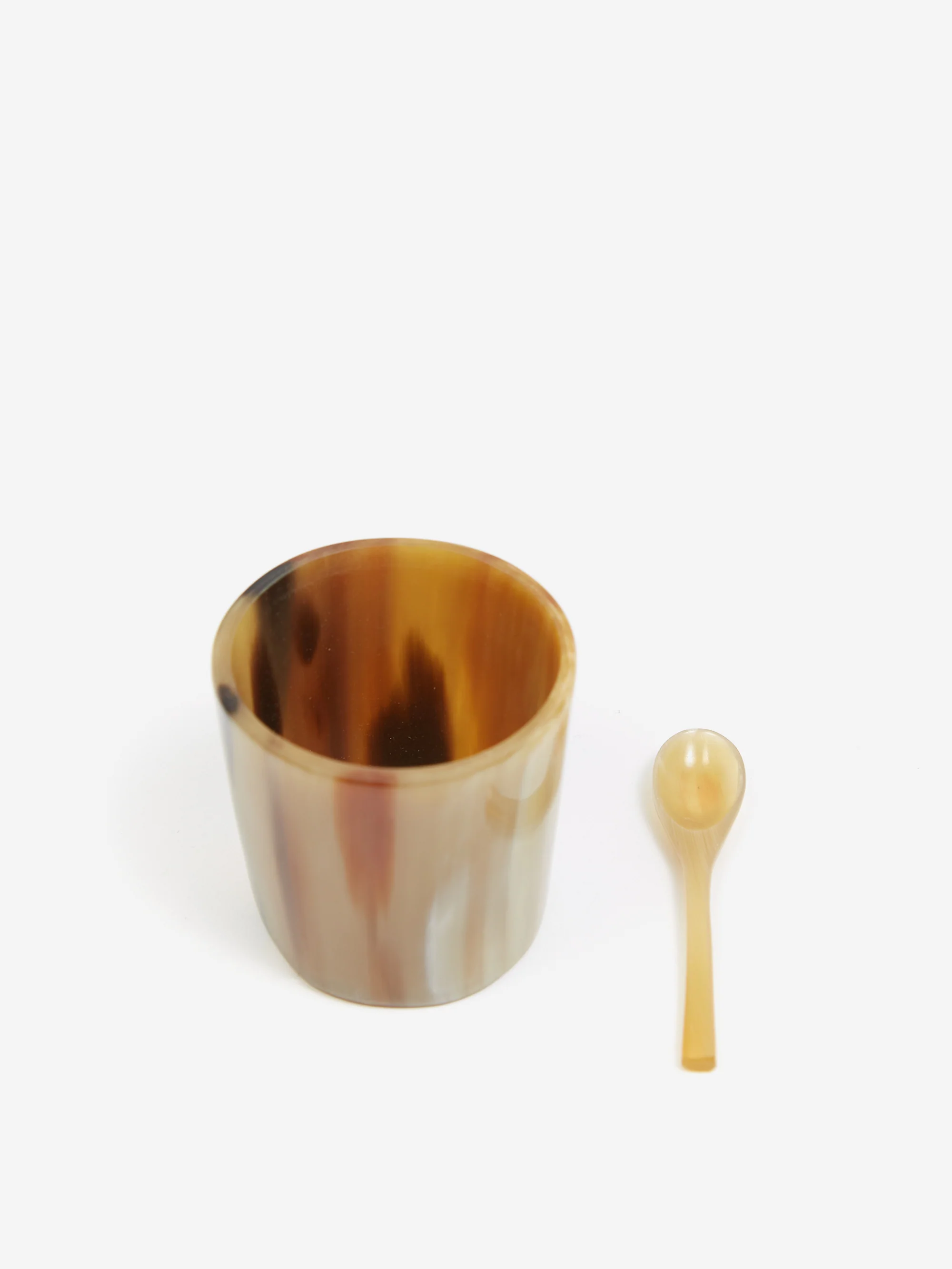 Maadili Mini Salt Cellar With Spoon - Brown