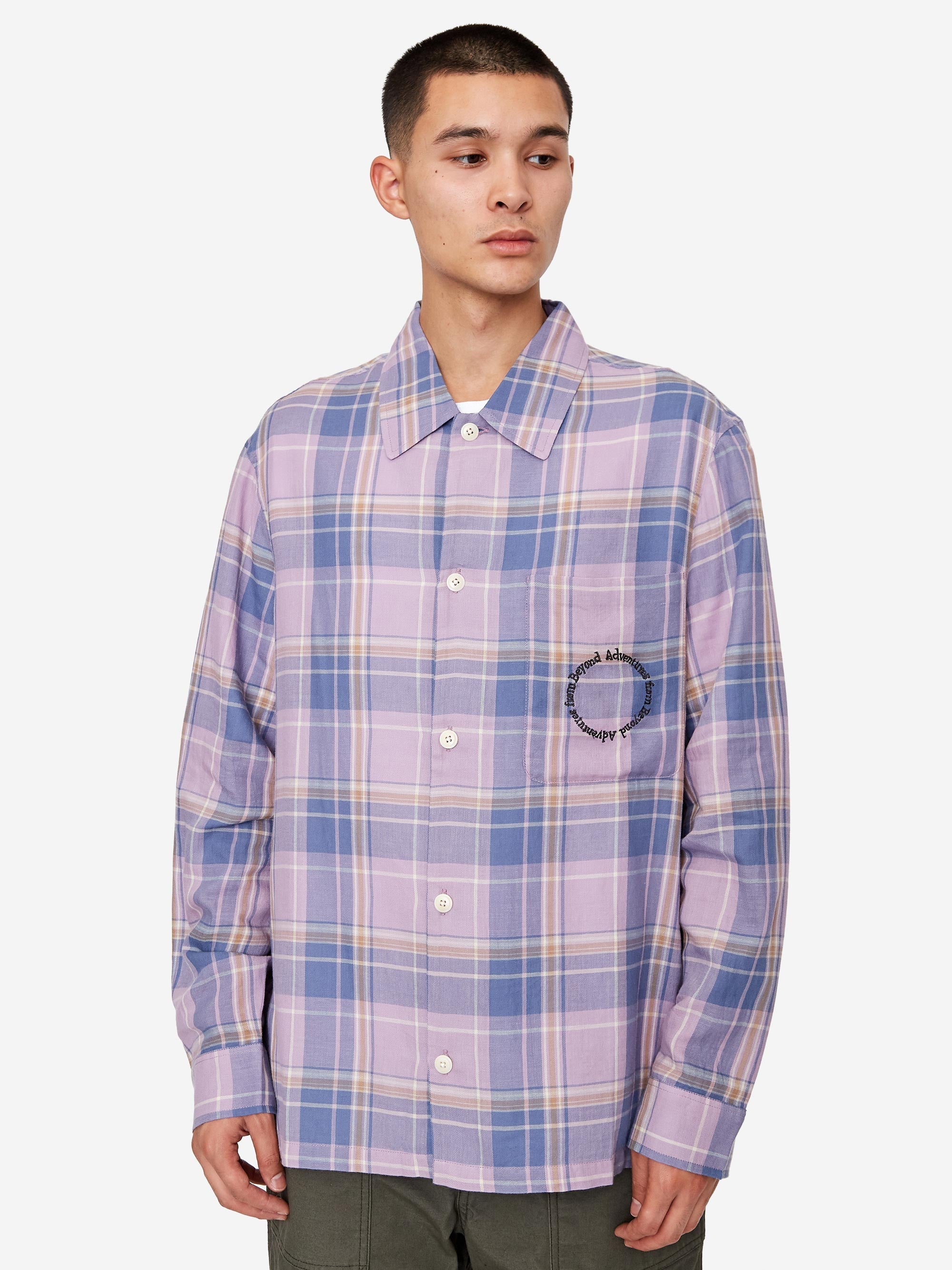 Magic Castles Longsleeve Slouch Shirt - Purple Haze Check - Image 10