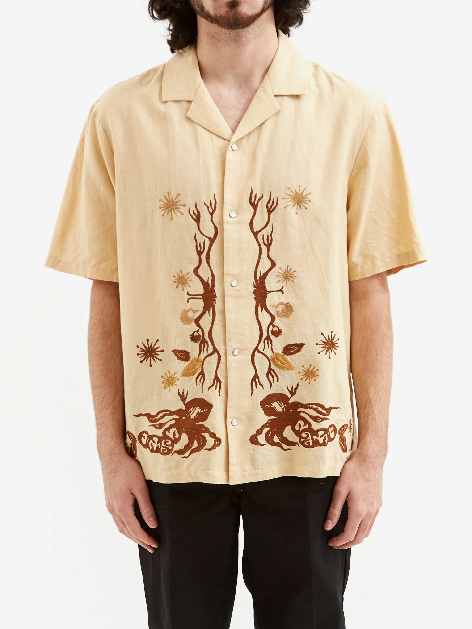Magic Castles Wave Short Sleeve Embroidered Shirt - Embroidered Ecru - Image 2