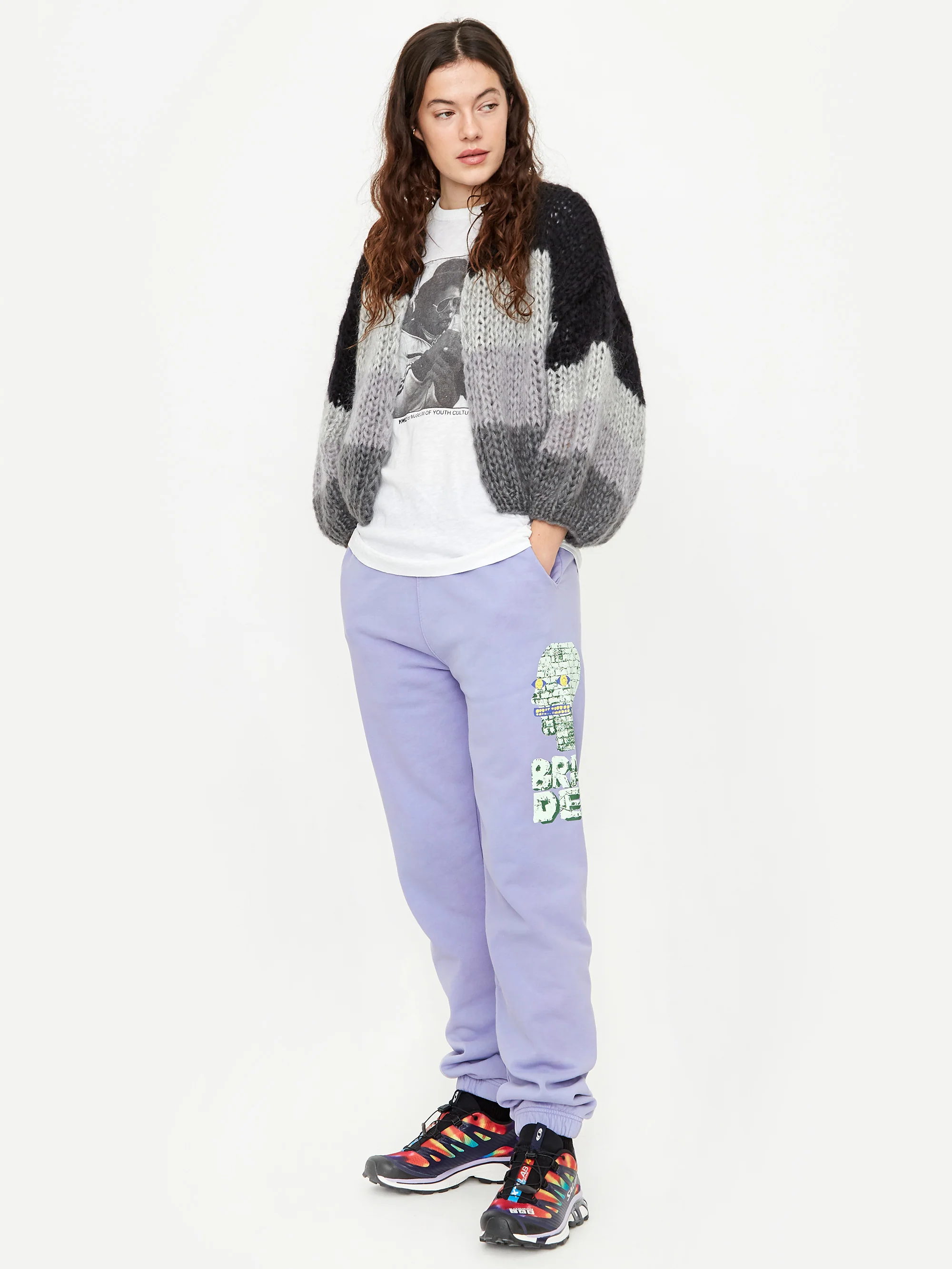 Maiami Mohair Big Bomber Colour Block Cardigan - Grey/Black - Image 3