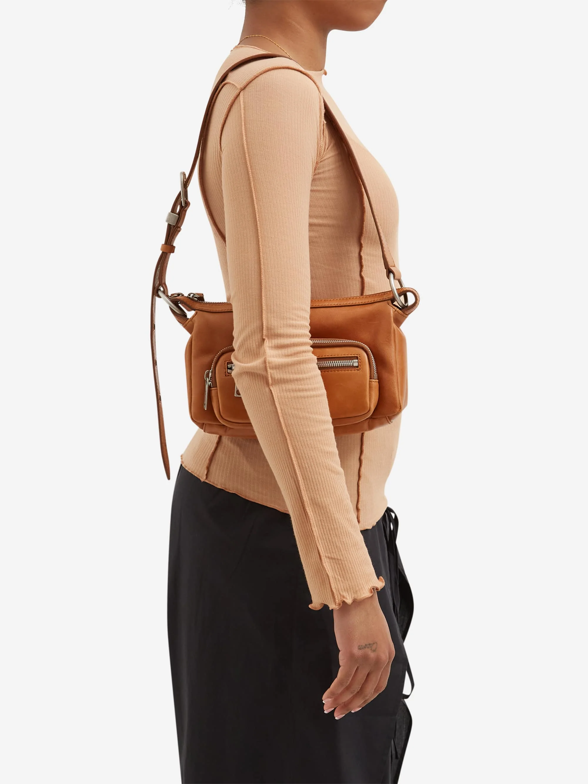 MARGESHERWOOD Outpocket Hobo Mini - Saddle Brown Pull-Up - Image 2
