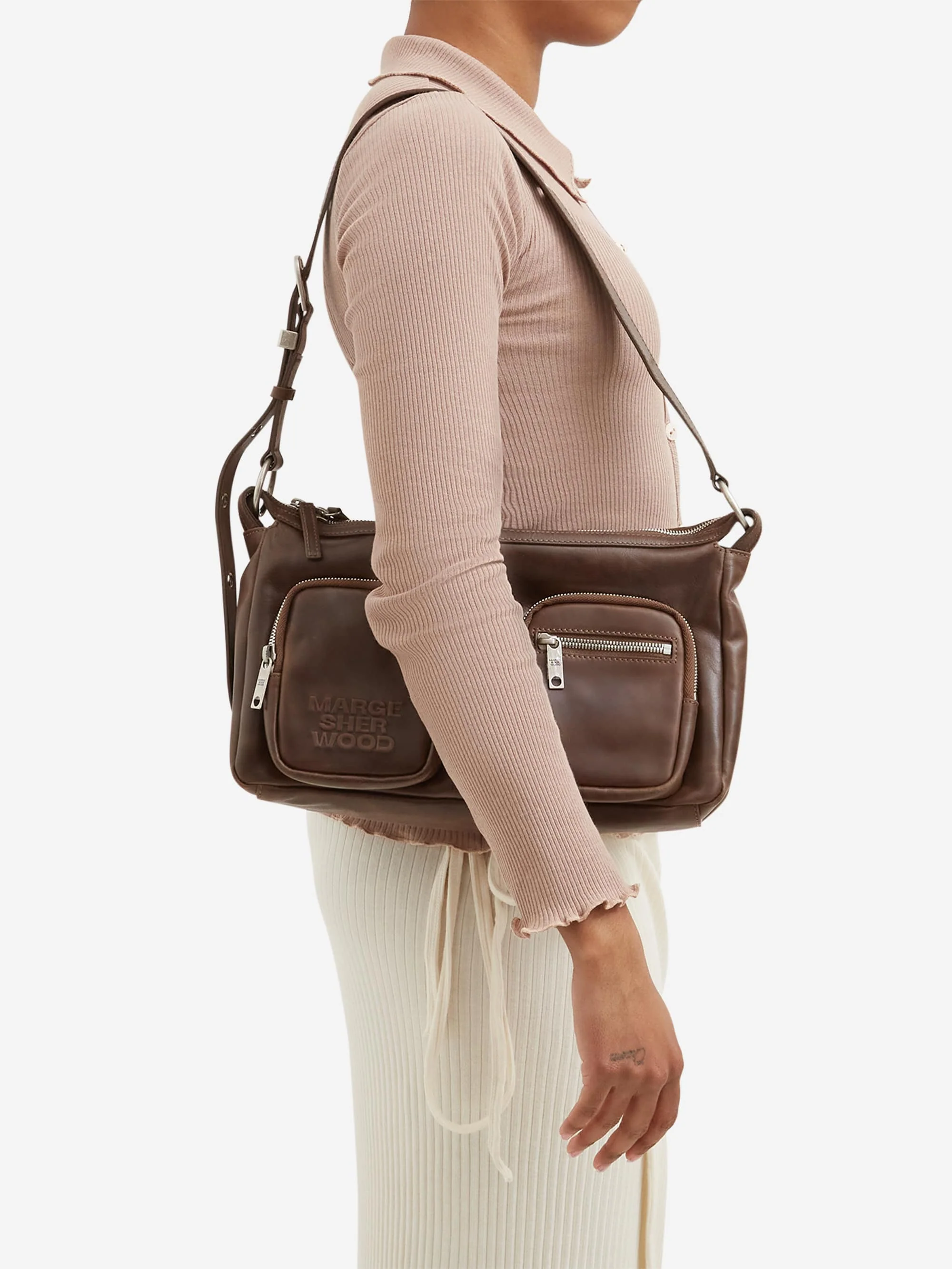 MARGESHERWOOD Outpocket Hobo - Washed Brown Pull Up - Image 2