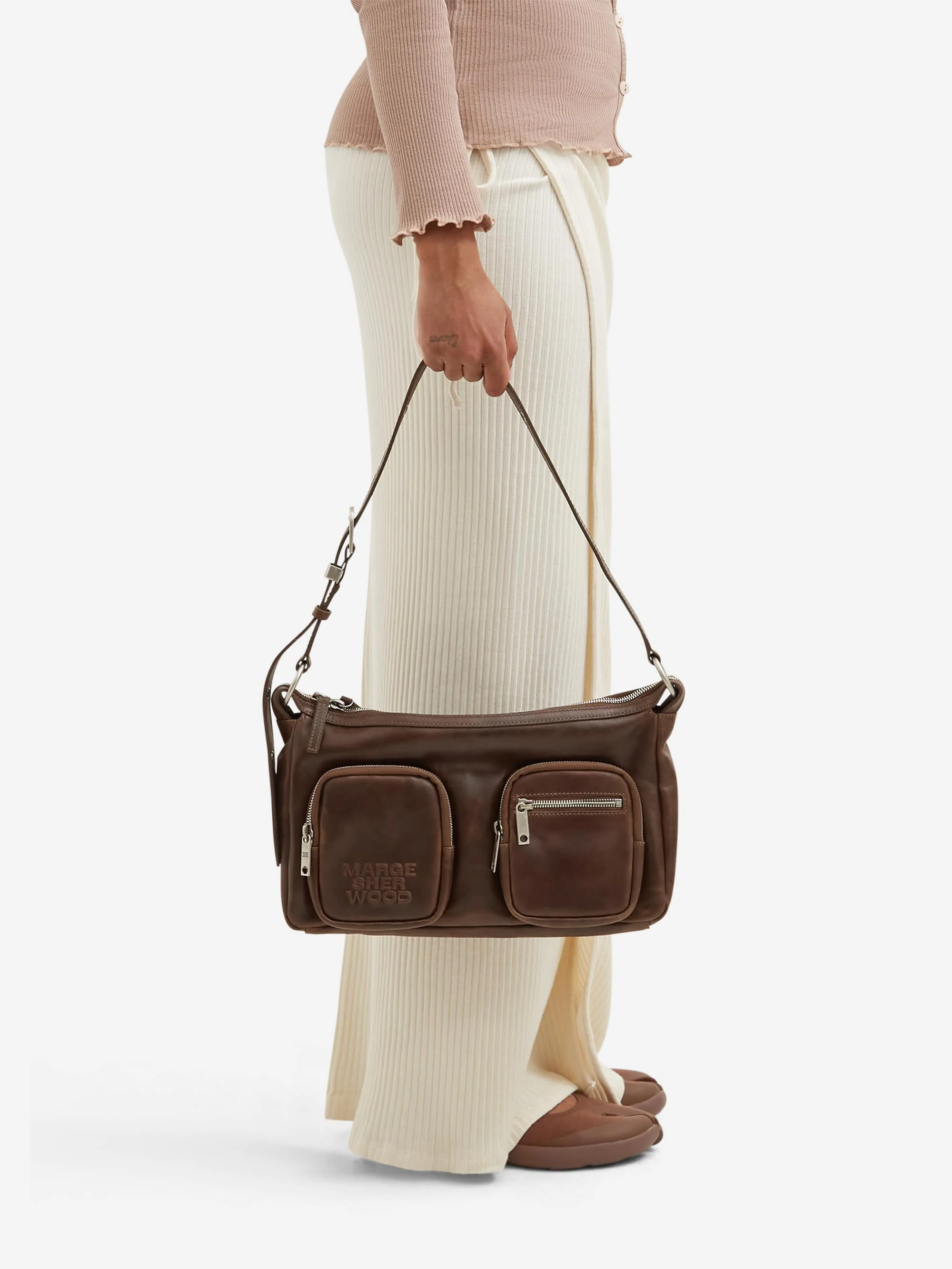 MARGESHERWOOD Outpocket Hobo - Washed Brown Pull Up - Image 4