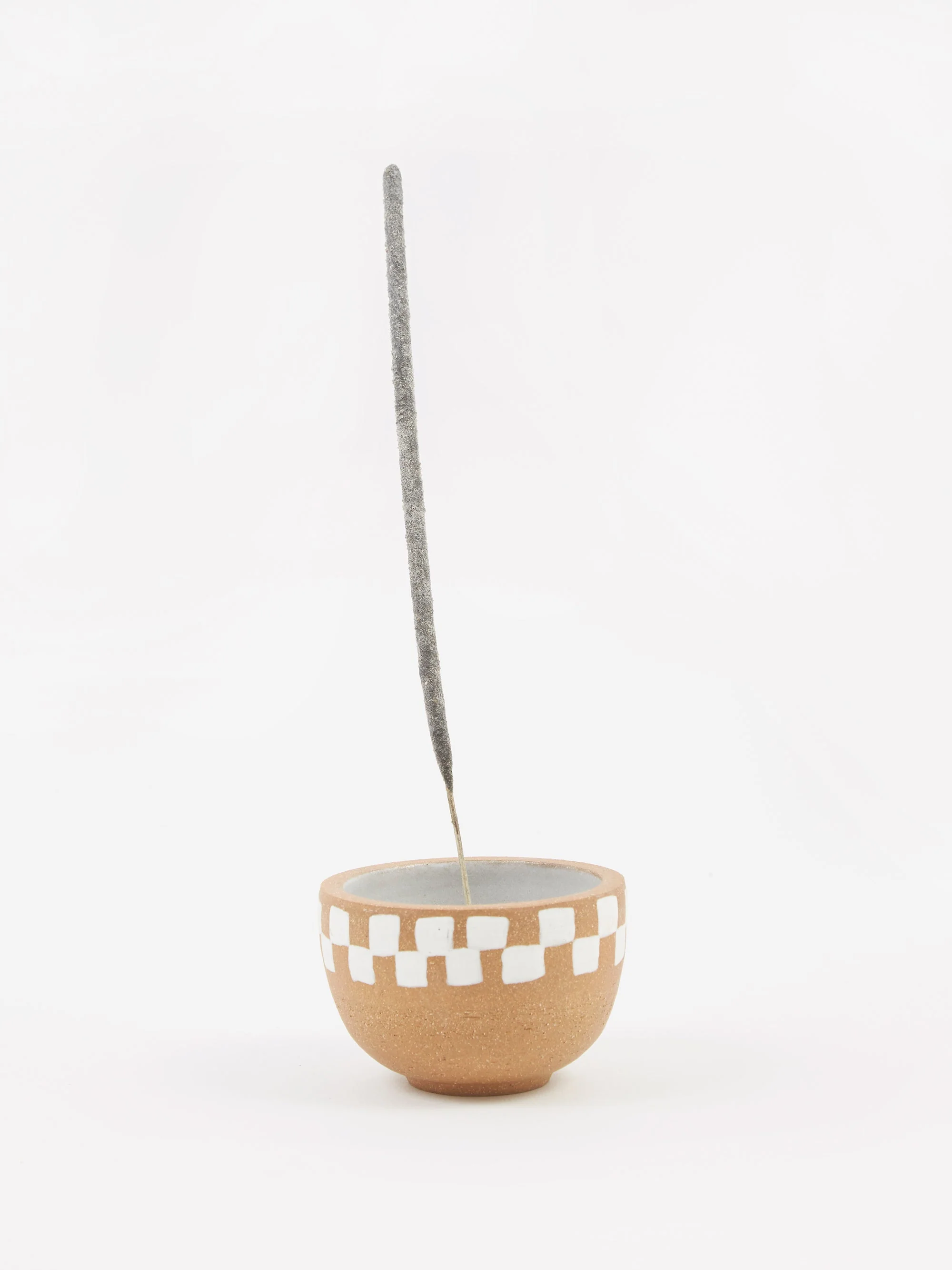 Mellow Incense Bowl Large - Light Brown Half Painted Check - Image 3